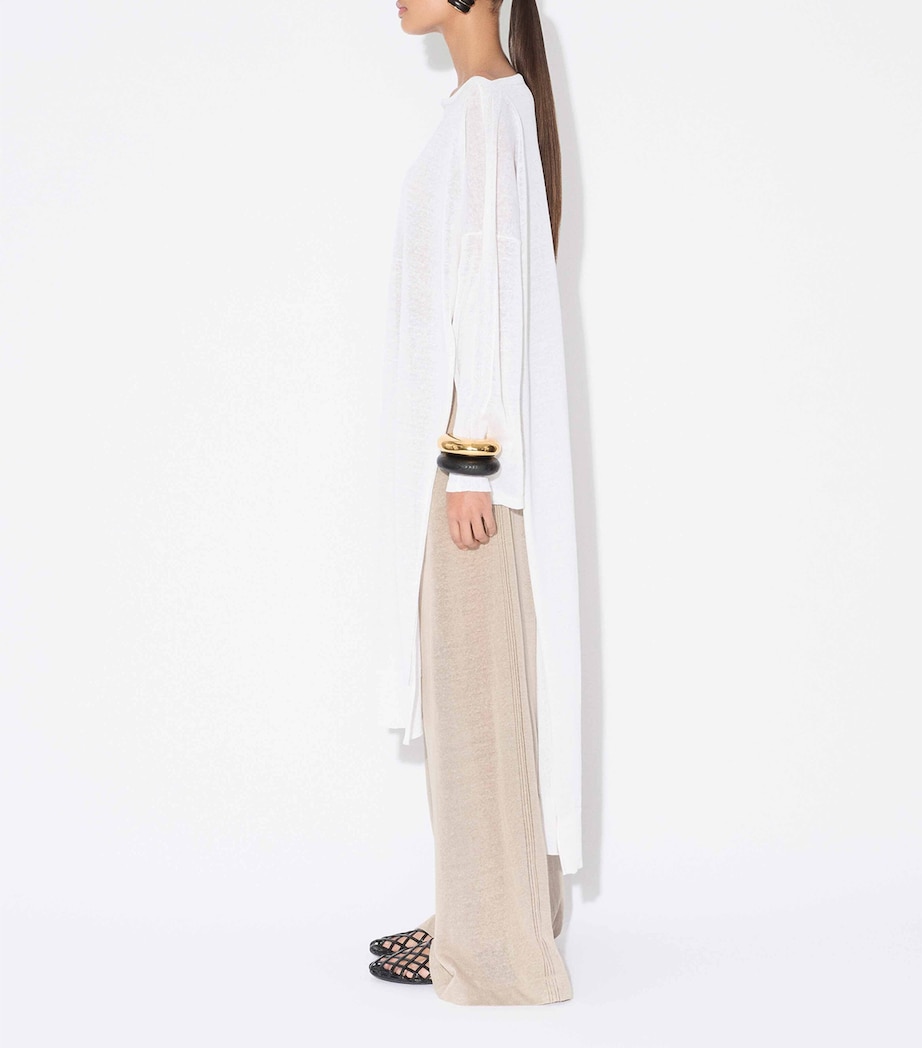 Linen-Silk Kaftan Dress BLANC Image 4