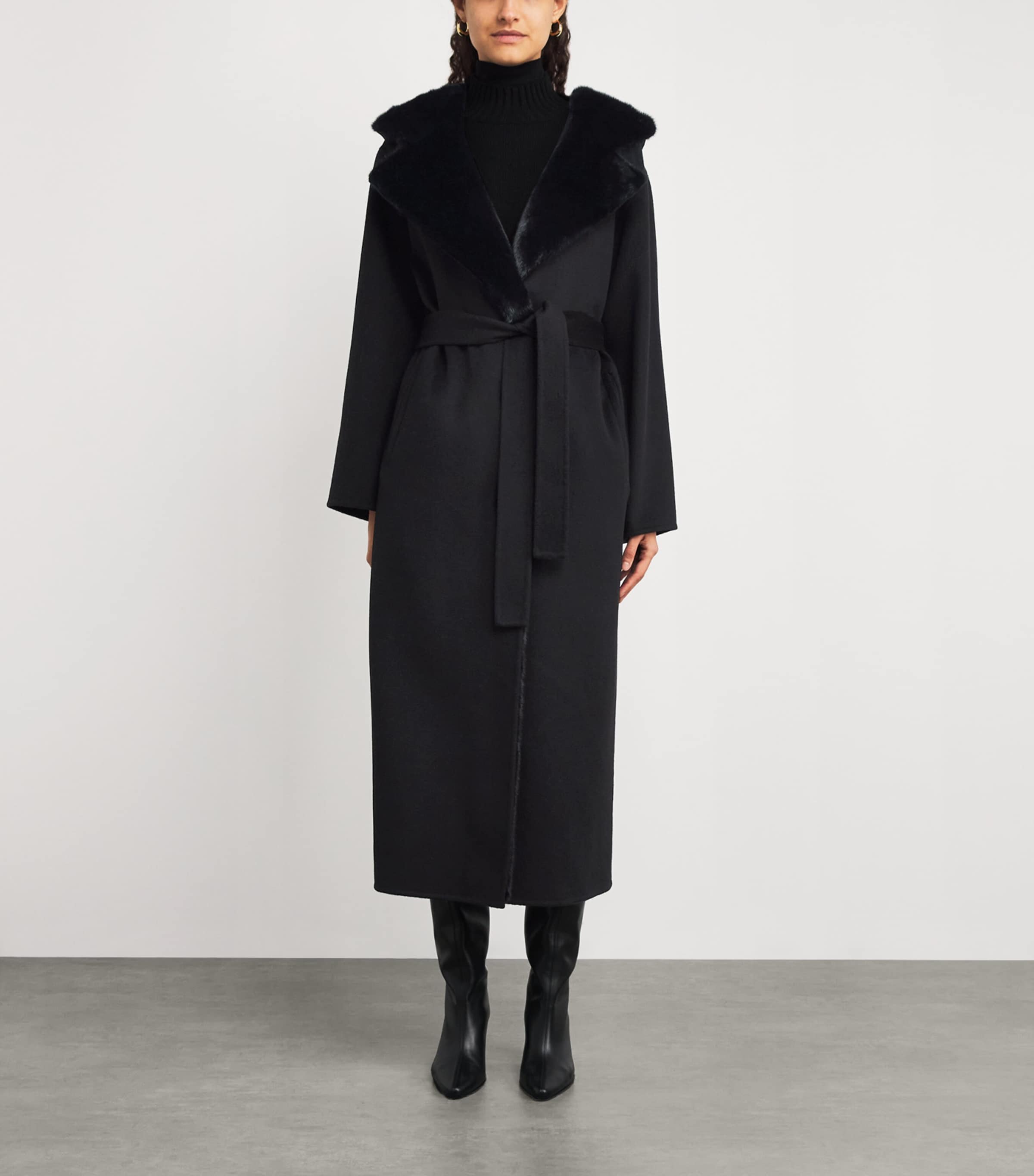 Hooded Mink Fur-Trim Coat C99 Image 3
