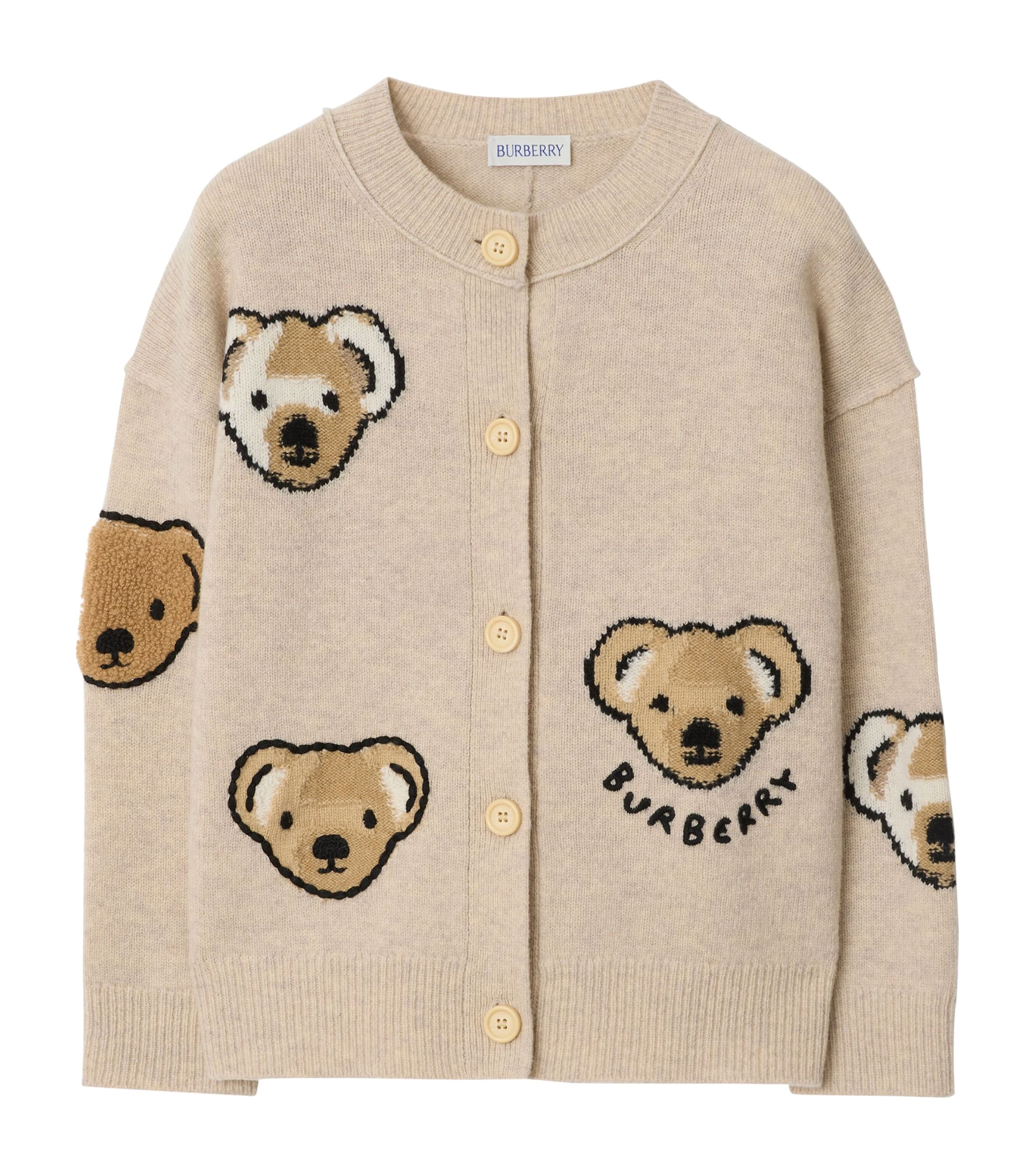 Burberry Thomas Bear Wool Cardigan In Brown