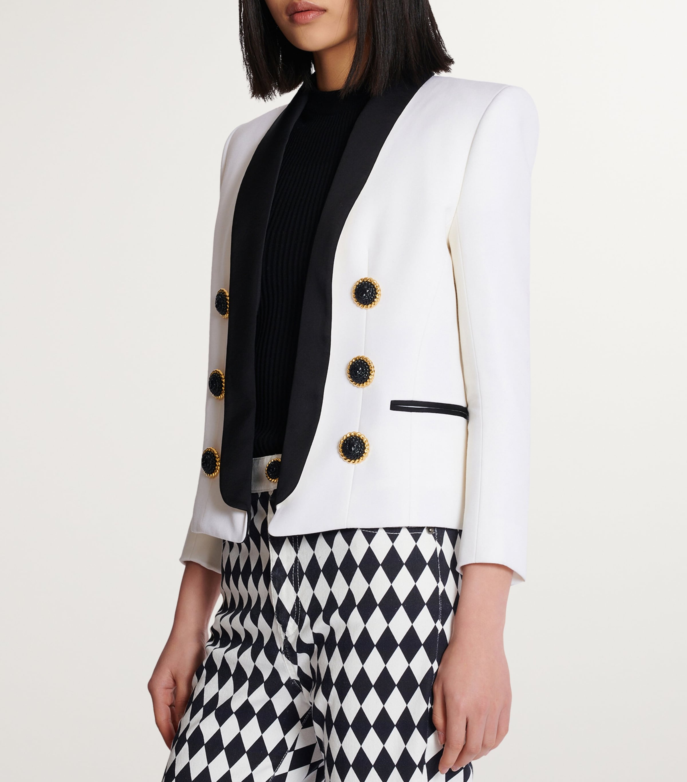Wool Cropped Blazer GAB BLANC/NOIR Image 5