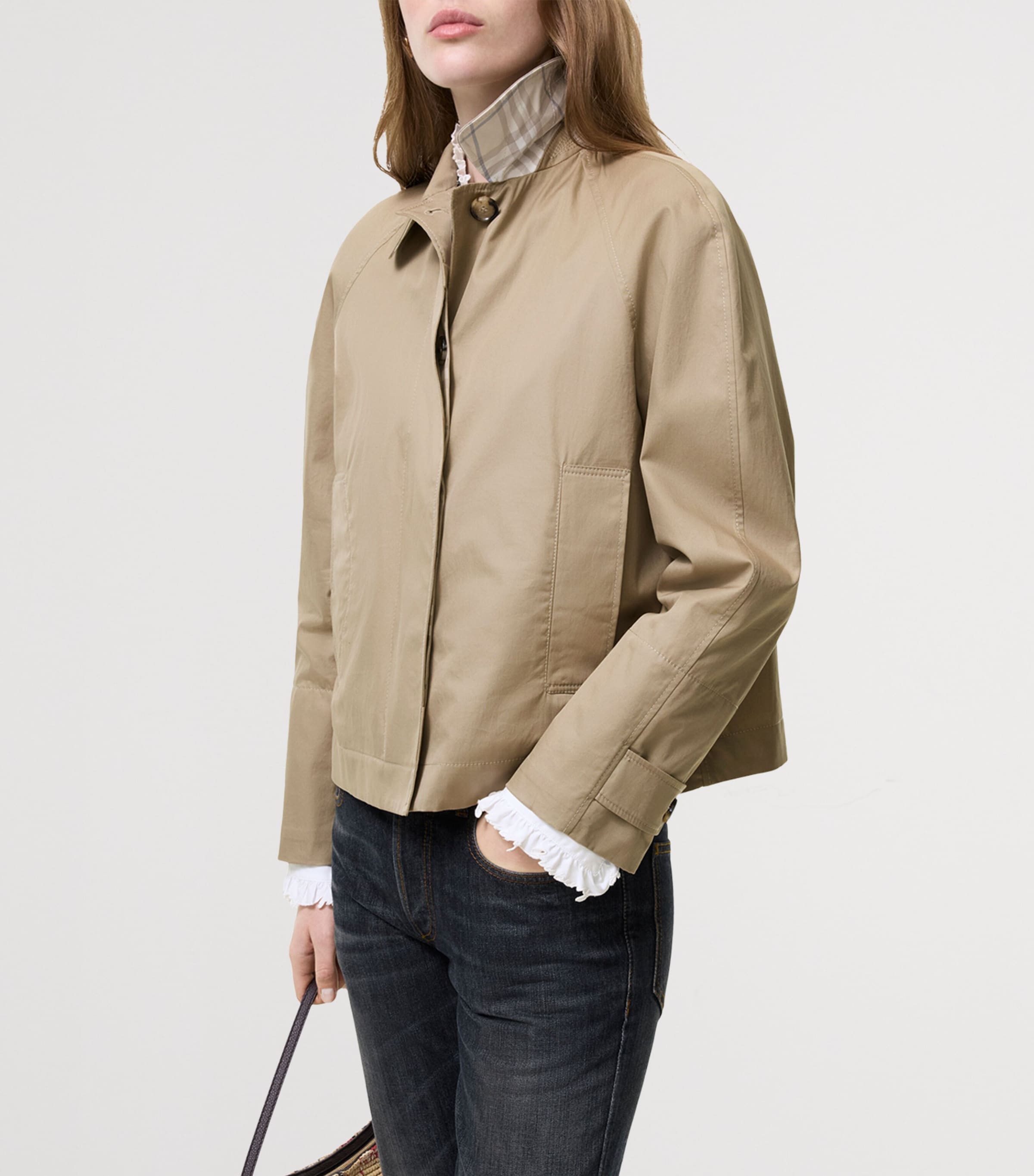 Burberry Womens Tropical Gabardine Jacket Saltmarsh Beige Image 3