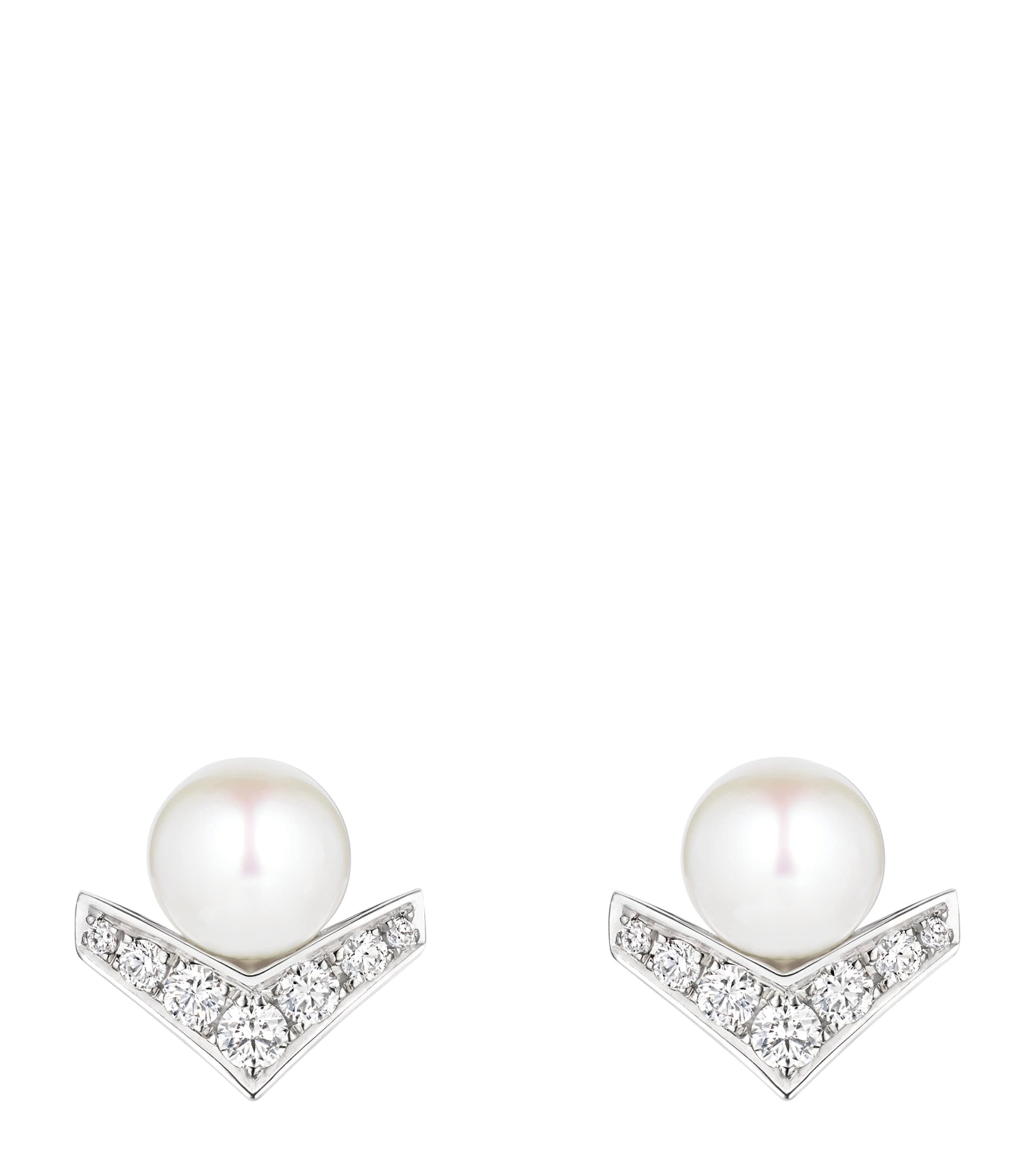 Chaumet White Gold, Diamond and Pearl Joséphine Aigrette Earrings White Gold