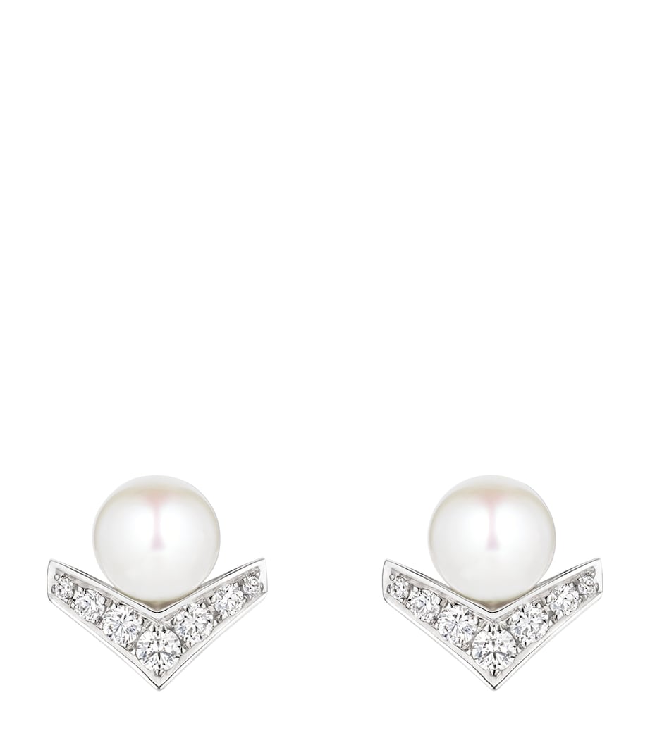 Chaumet White Gold, Diamond and Pearl Joséphine Aigrette Earrings White Gold Image 1