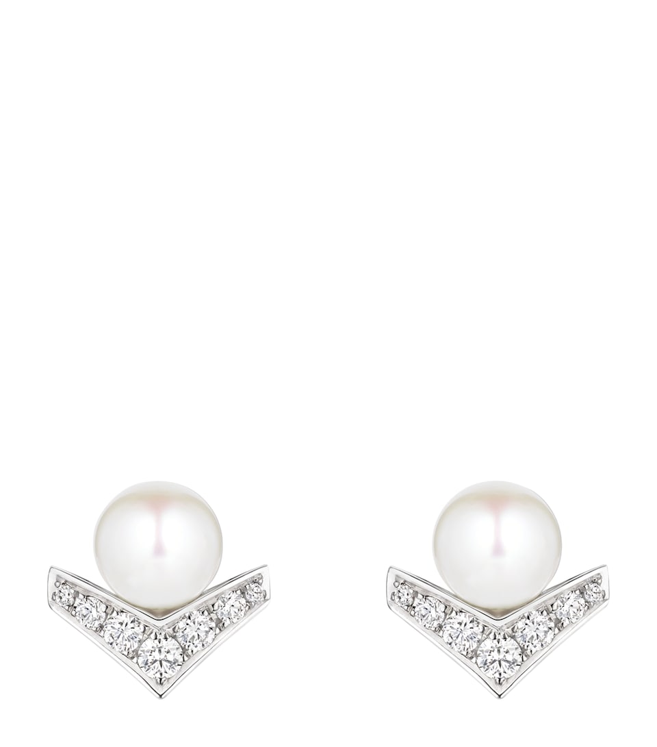 Chaumet White Gold, Diamond and Pearl Joséphine Aigrette Earrings White Gold
