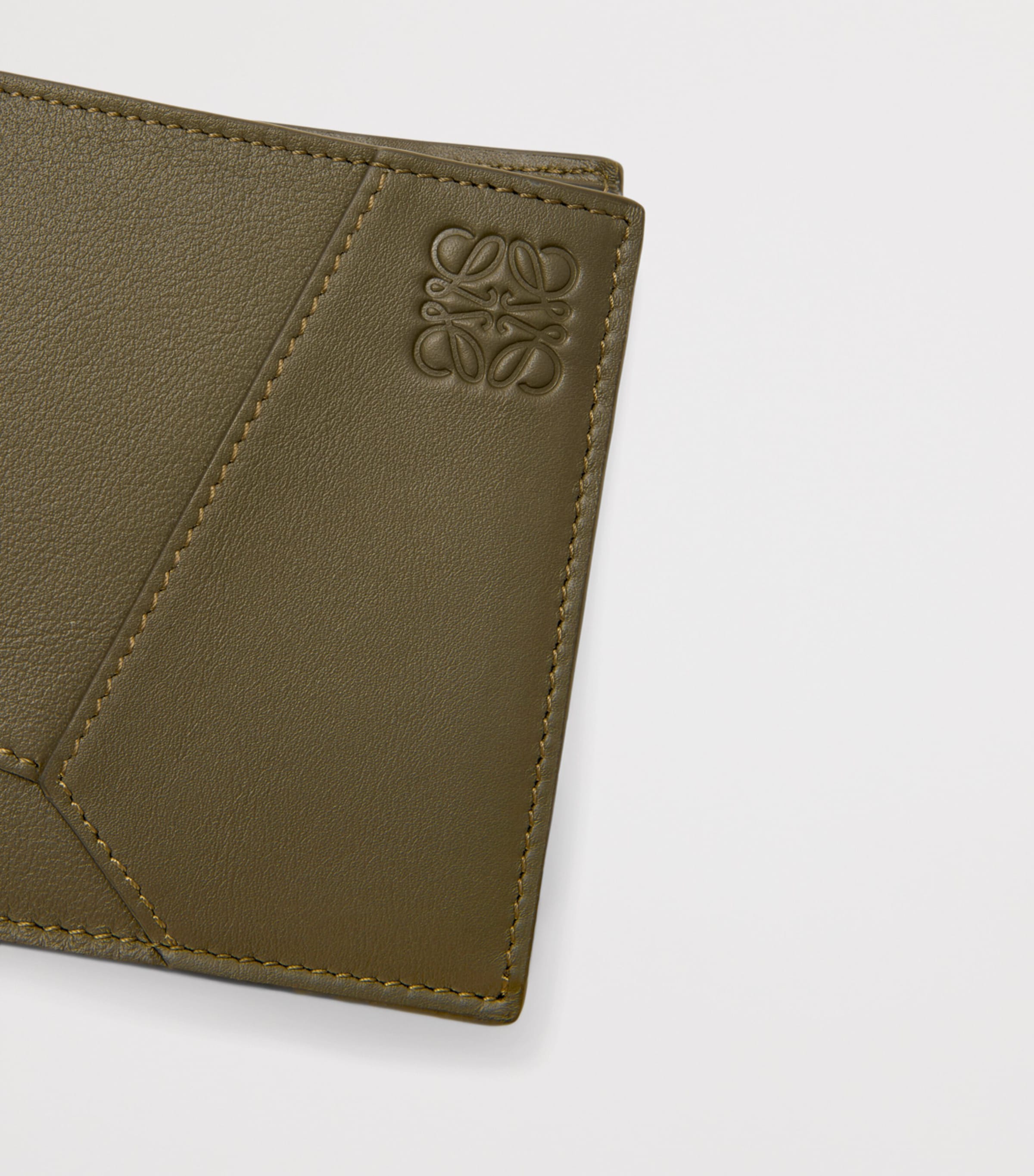 Leather Puzzle Edge Bifold Wallet DARK KHAKI Image 5
