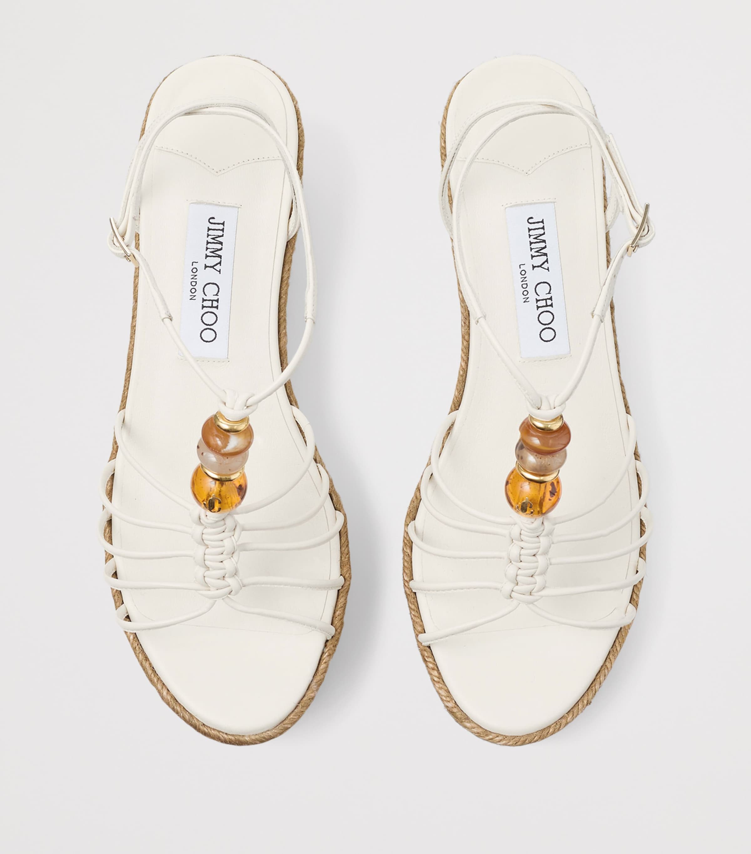 Jimmy Choo Lemi 50 Leather Wedge Sandals Latte Mix Image 4