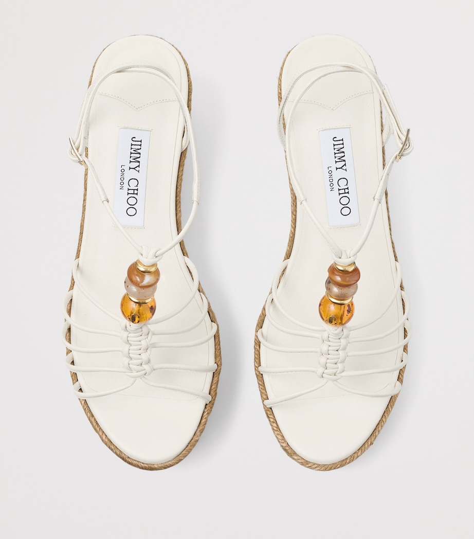Jimmy Choo Lemi 50 Leather Wedge Sandals Latte Mix Image 4
