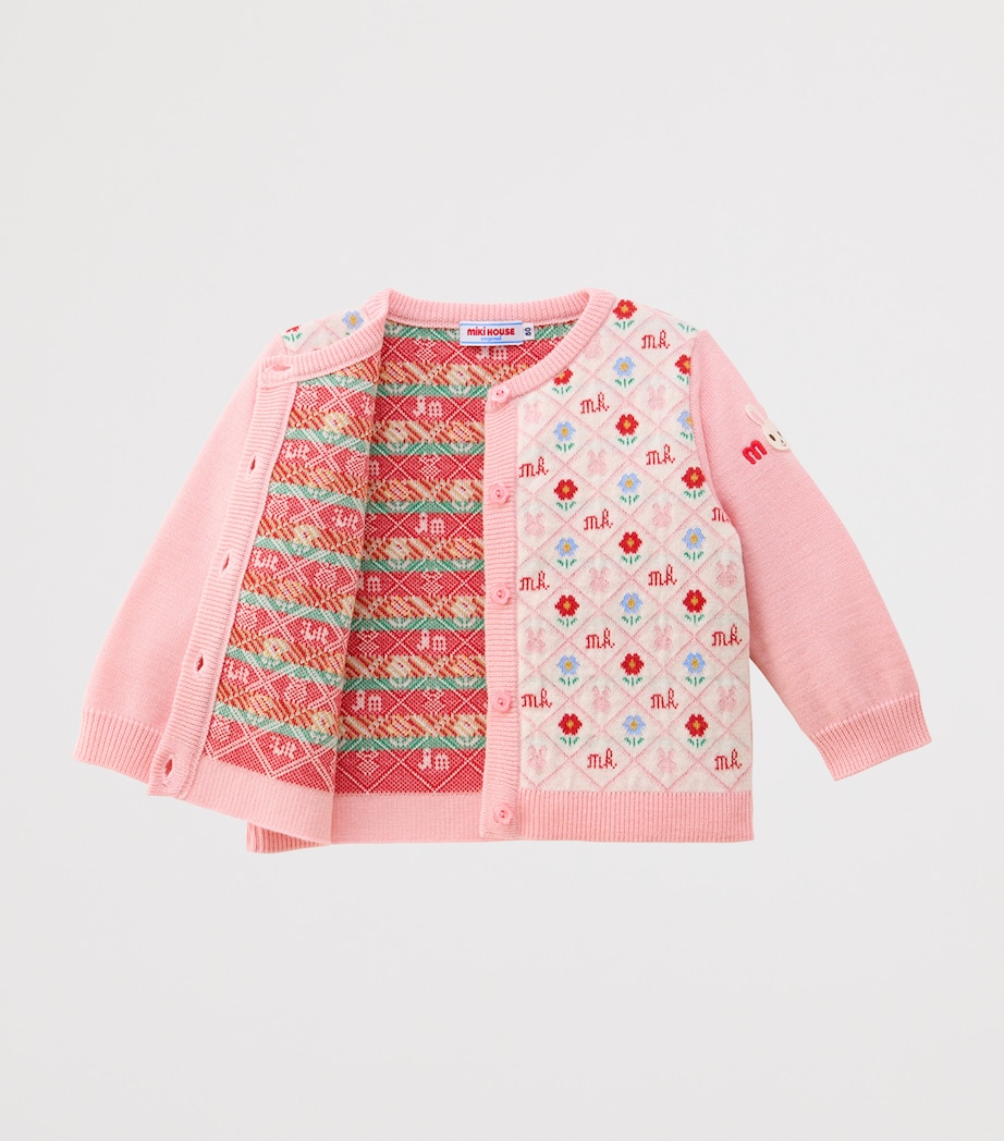 Miki House Floral Jacquard Cardigan (12 Months-4 Years) Image 2