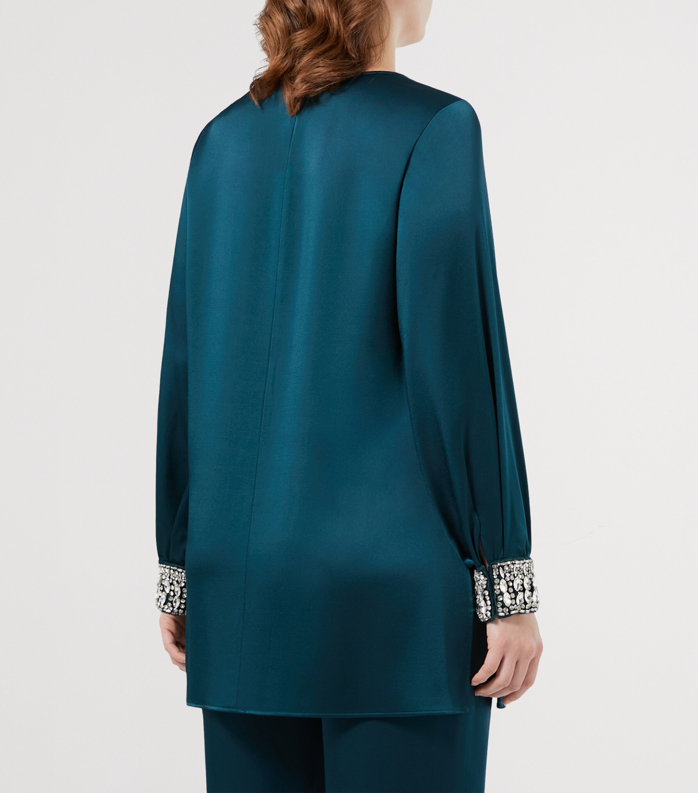 Satin Embellished Liguria Blouse EMERALD Image 3