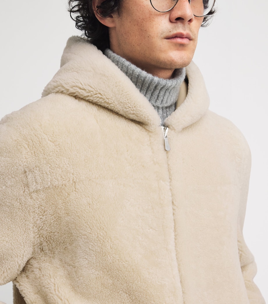 Shearling Hooded Jacket AVORIO Image 6