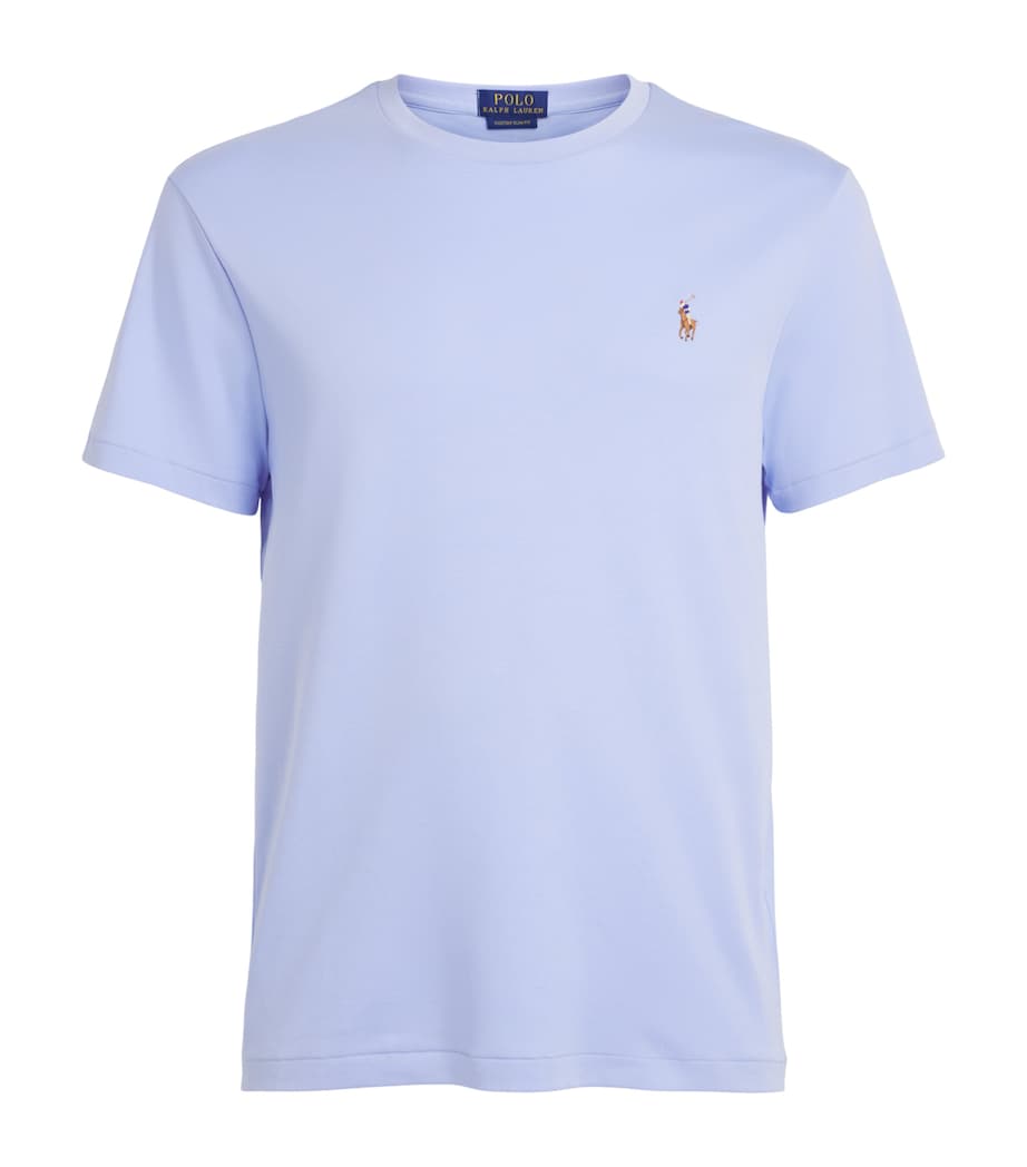 Polo Ralph Lauren Mens Pima Cotton Polo Pony T-Shirt Pebble Blue Image 1