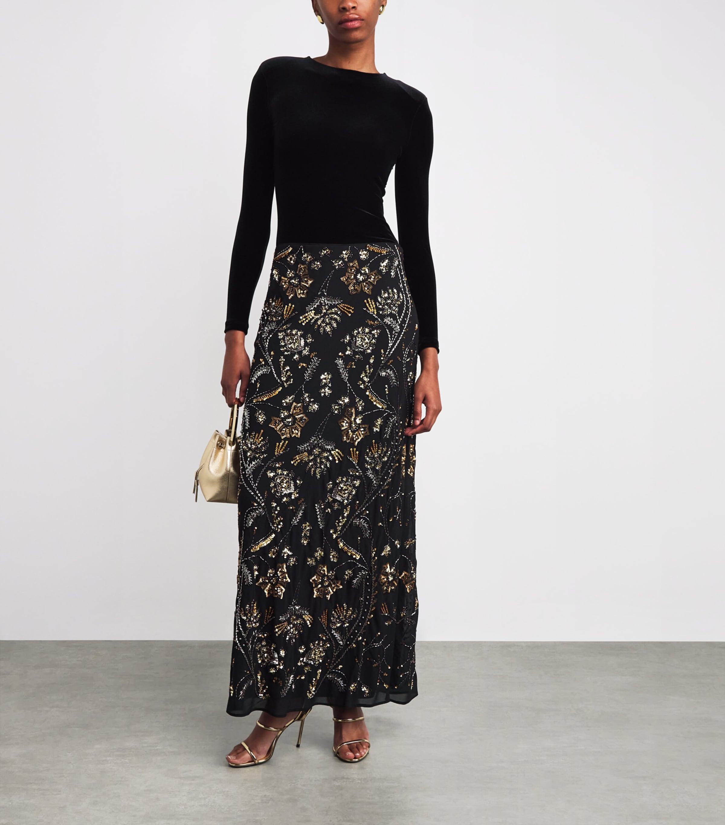 Veronica Beard Womens Embellished Medina Maxi Skirt Black Image 2