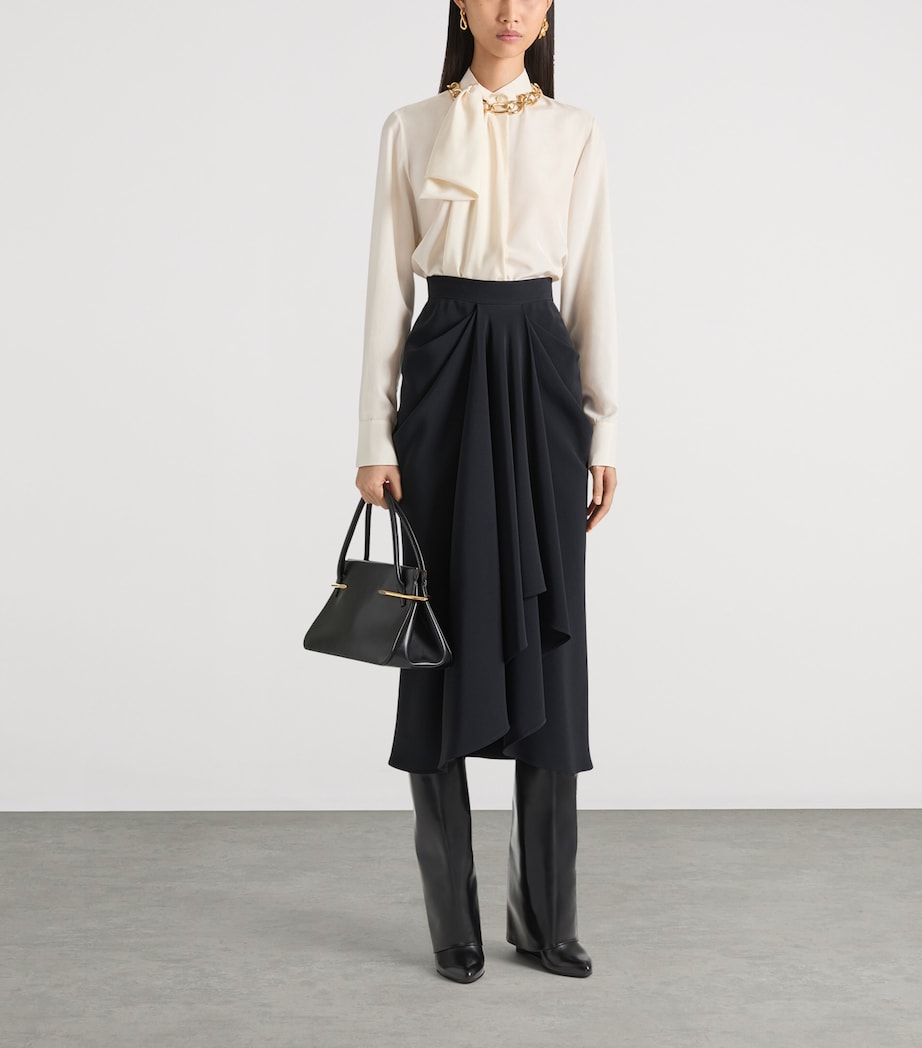 Draped Midi Skirt BLACK Image 2