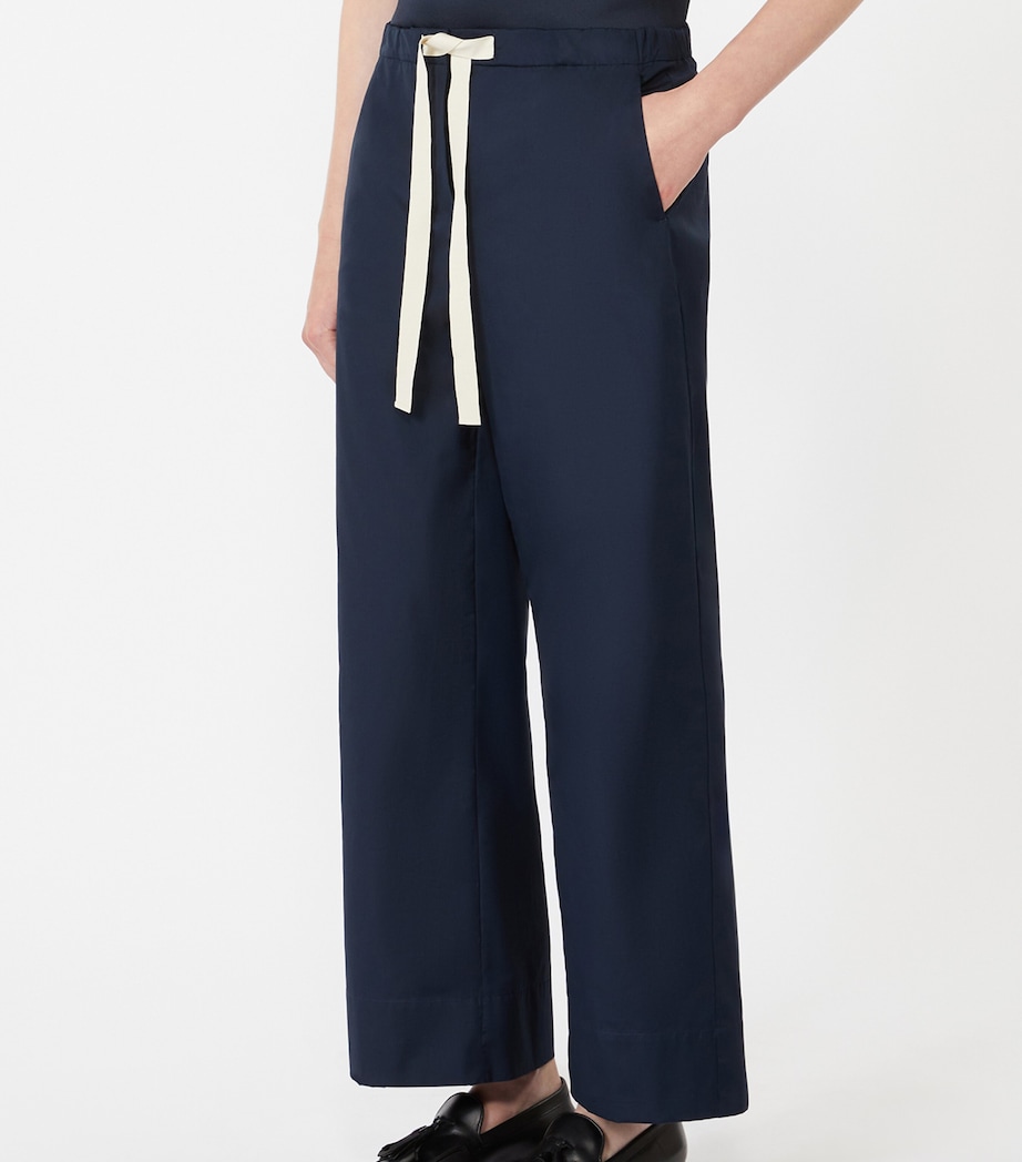 Max Mara Womens Cotton Argento Wide-Leg Trousers Midnightblue Image 4