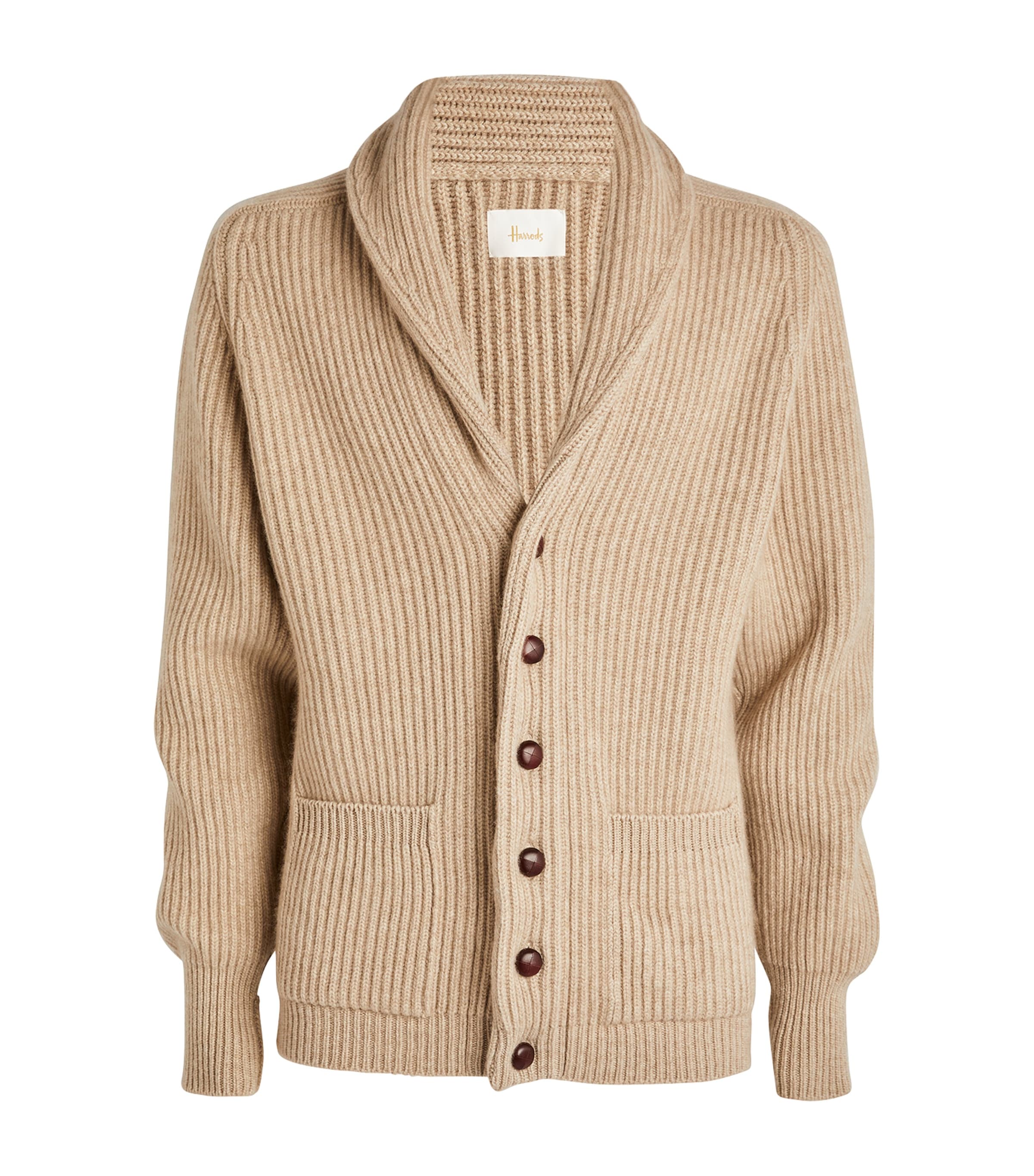 Harrods Cashmere Shawl-collar Cardigan In Beige