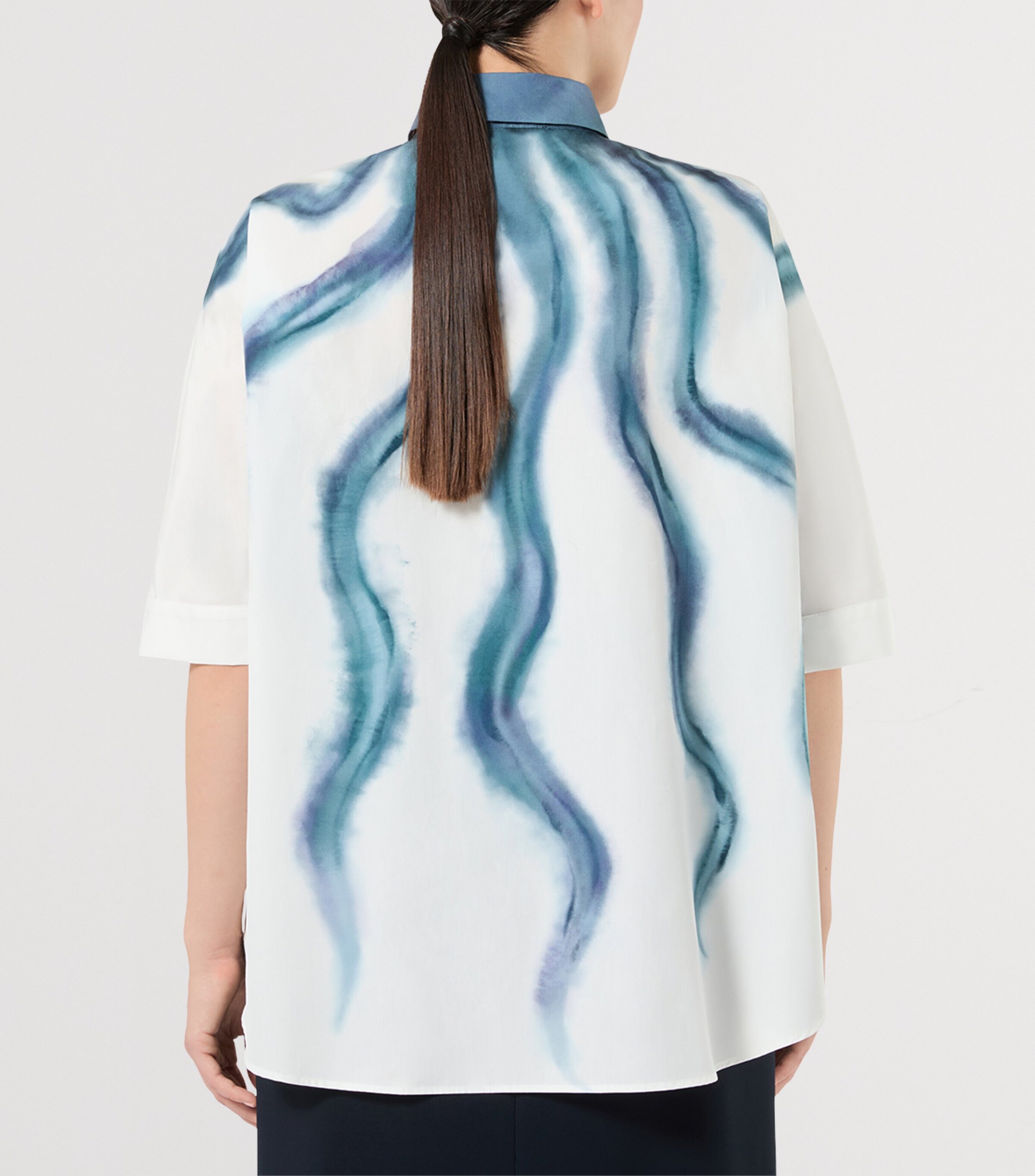 Marina Rinaldi Womens Cotton Printed Short-Sleeve Shirt Ice Image 4