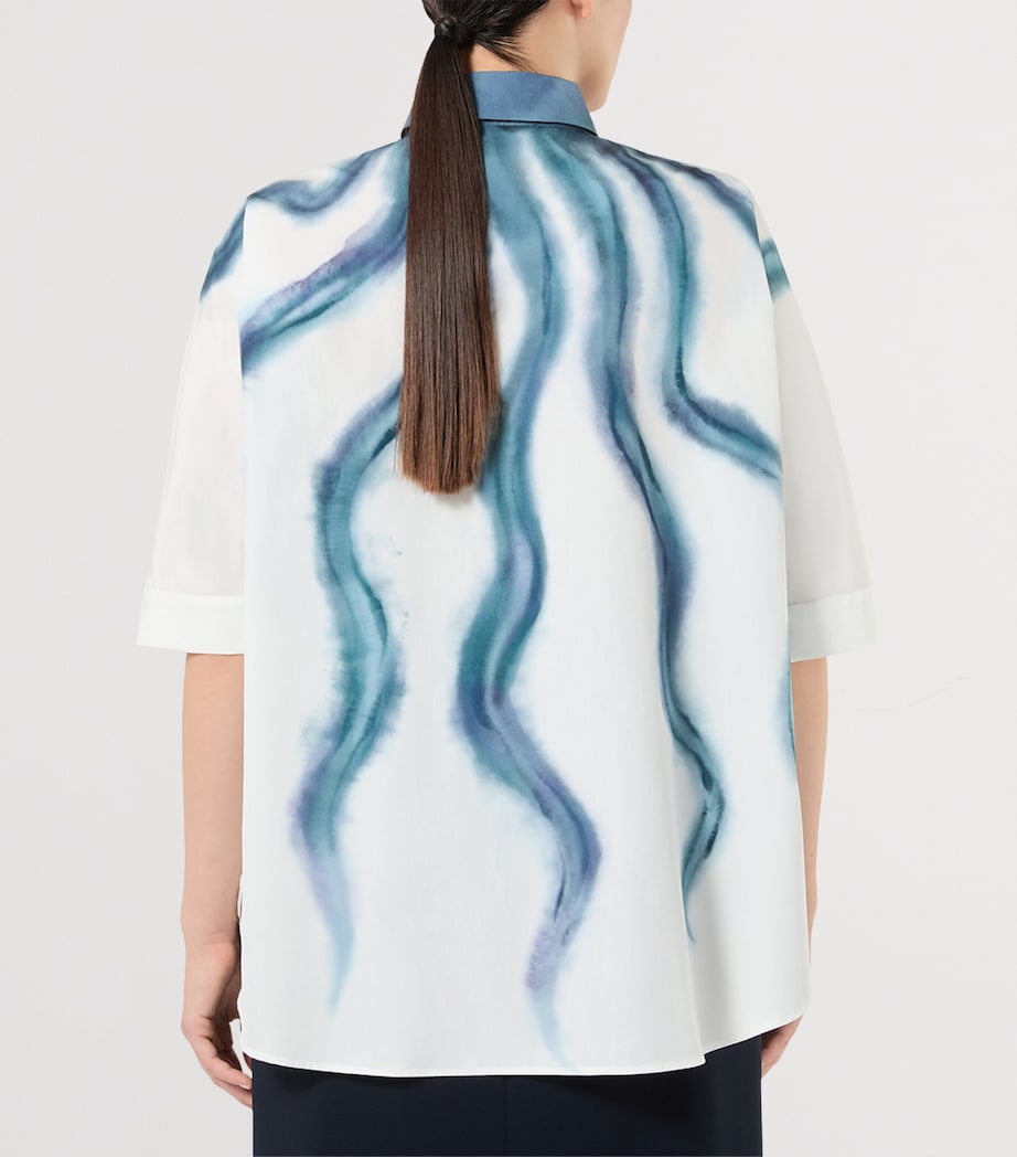 Marina Rinaldi Womens Cotton Printed Short-Sleeve Shirt Ice Image 4