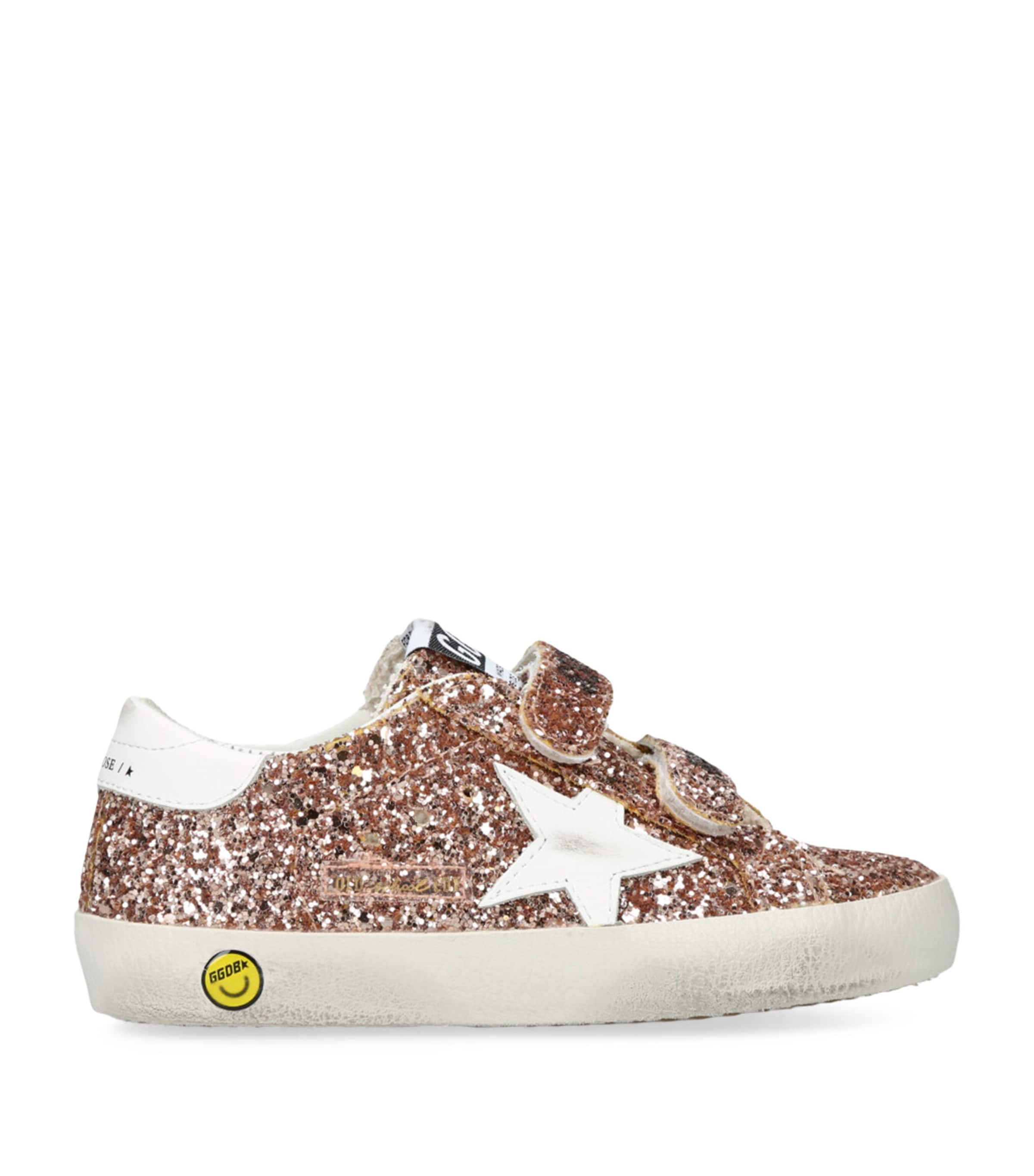 Golden Goose Old School Glitter Leather Sneakers In Brown