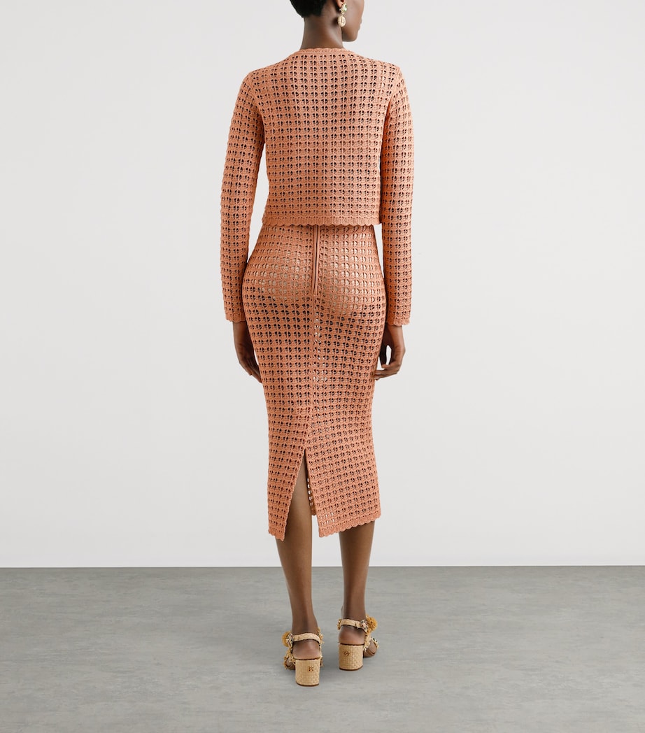 Open-Knit Midi Skirt F0938-ROSE Image 5