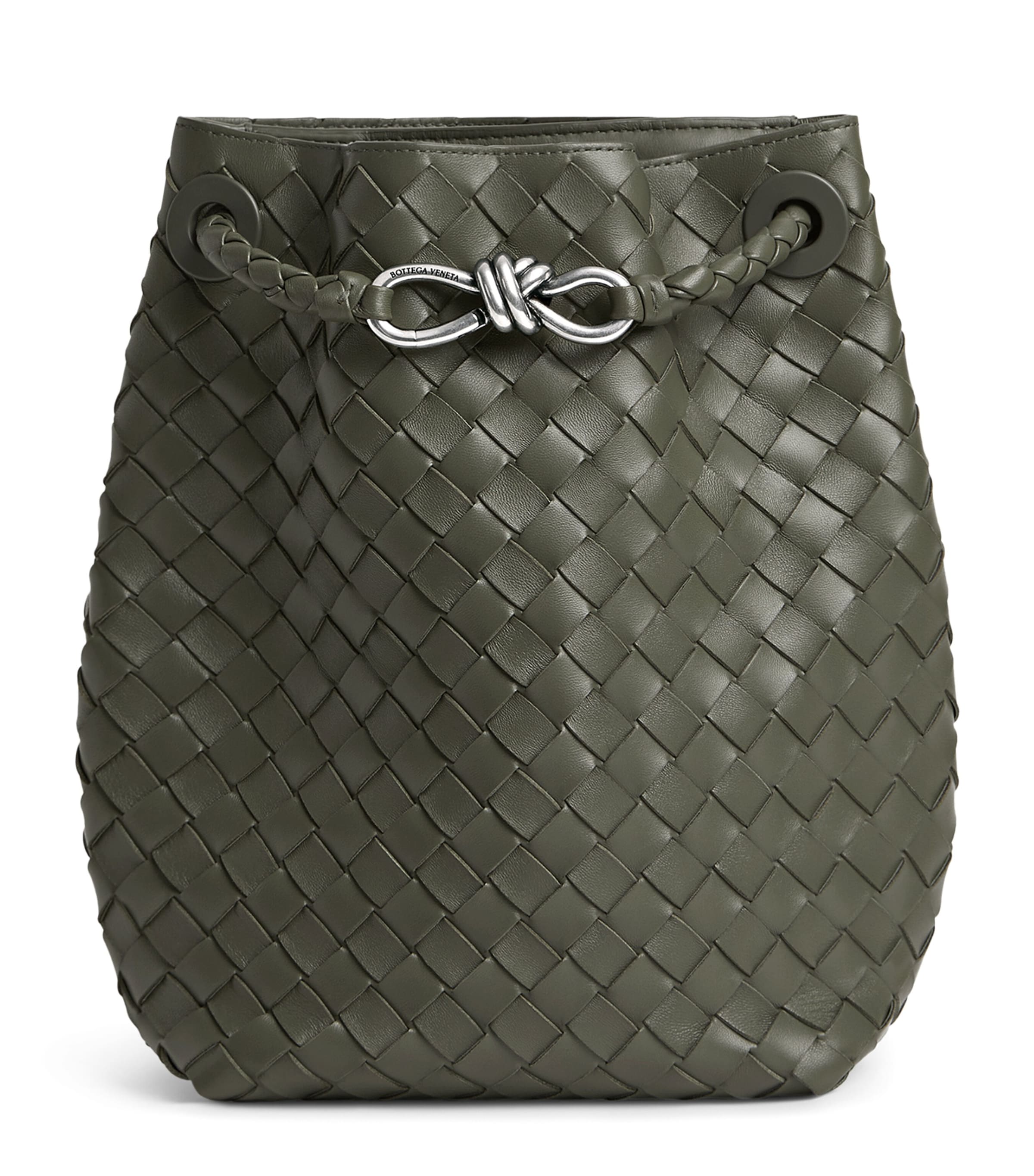 Bottega Veneta Small Leather Andiamo Bucket Bag In Green