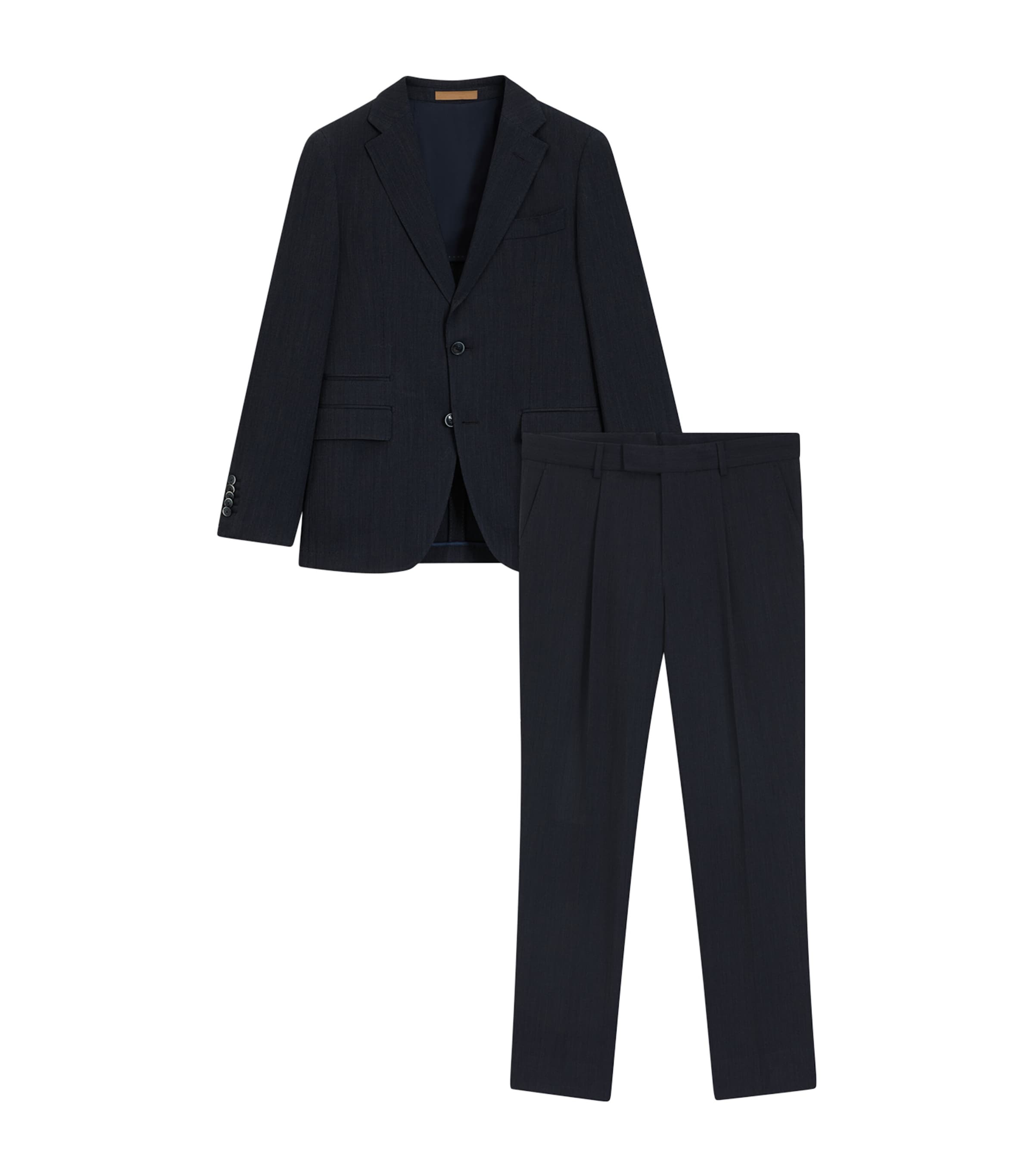 Hugo Boss Regular-fit Suit In Micro-patterned Virgin Wool In Blue