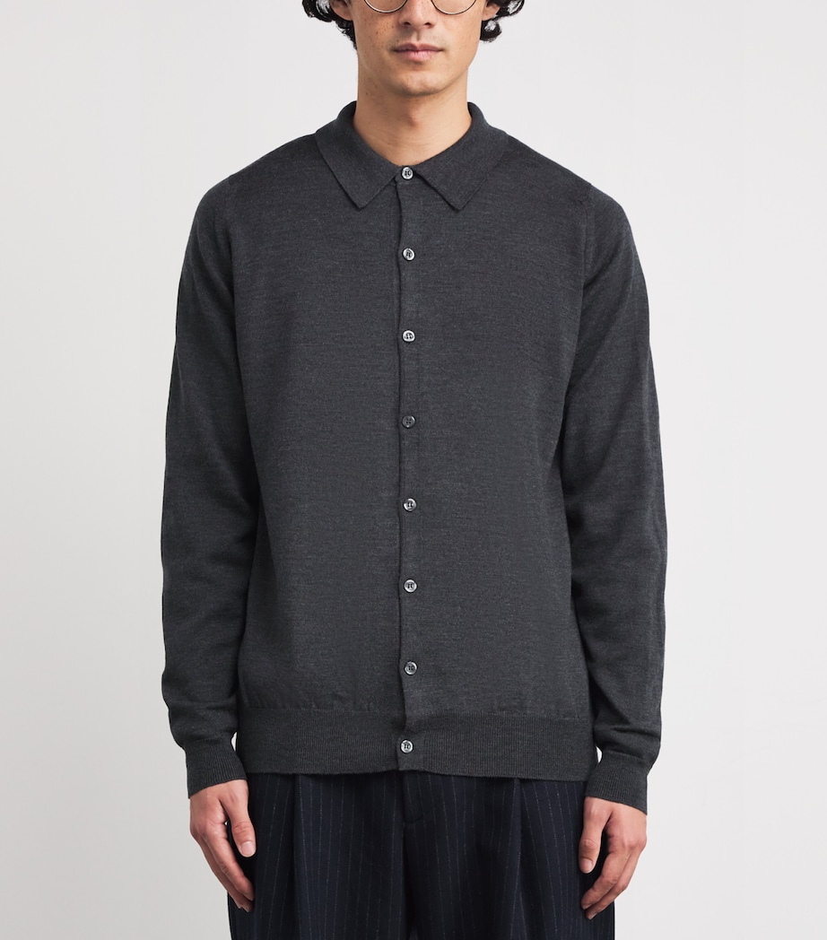 Extra Fine Merino Wool Tibor Shirt CHARCOAL Image 3