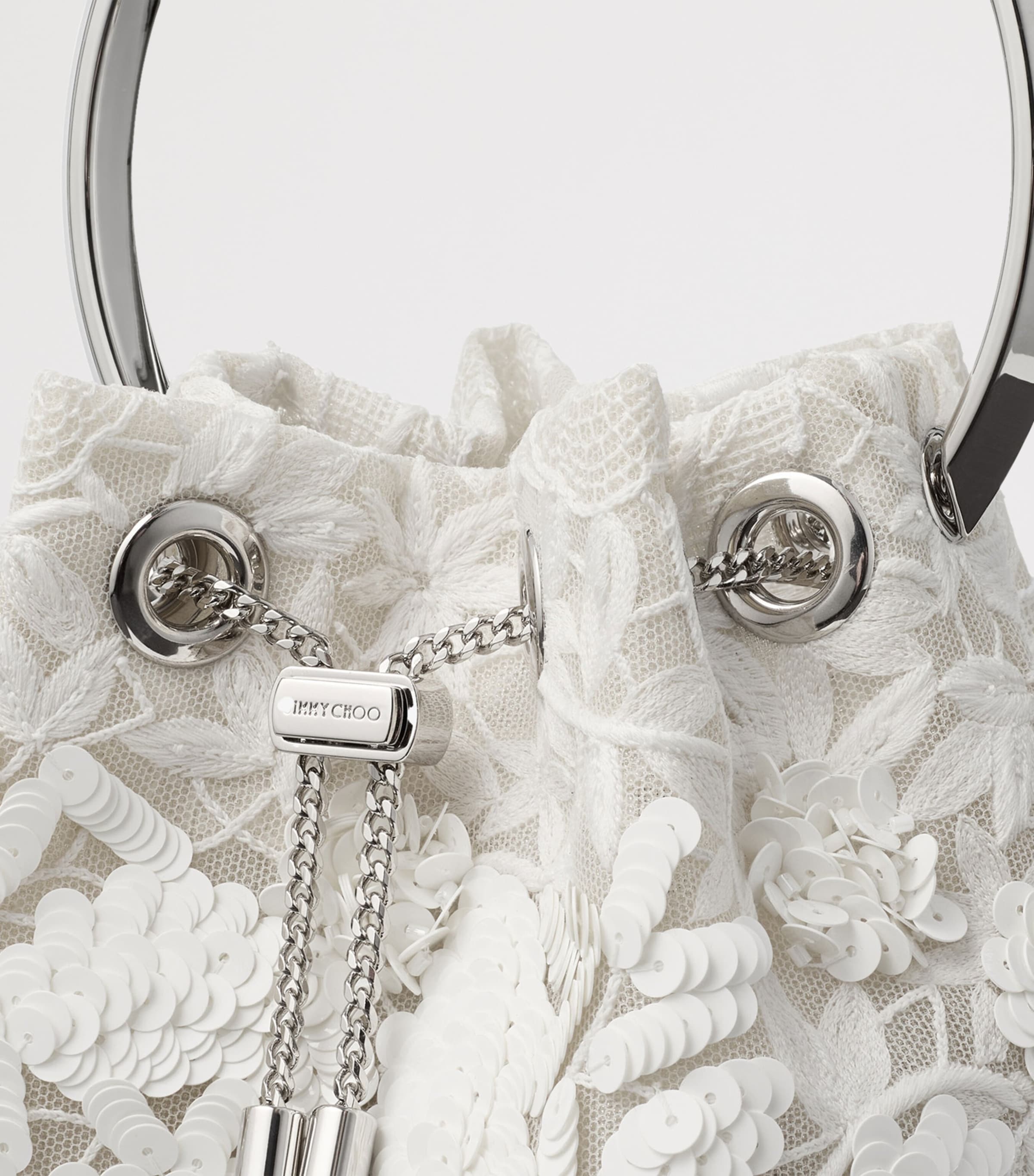 Jimmy Choo Embellished Lace Bon Bon Top-Handle Bag Ivory/silver Image 6