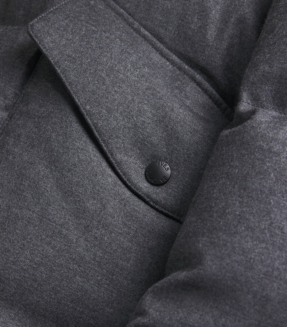 Wool-Silk Down Mink-Trim Coat B0232 ANTHRACITE/MHO Image 5