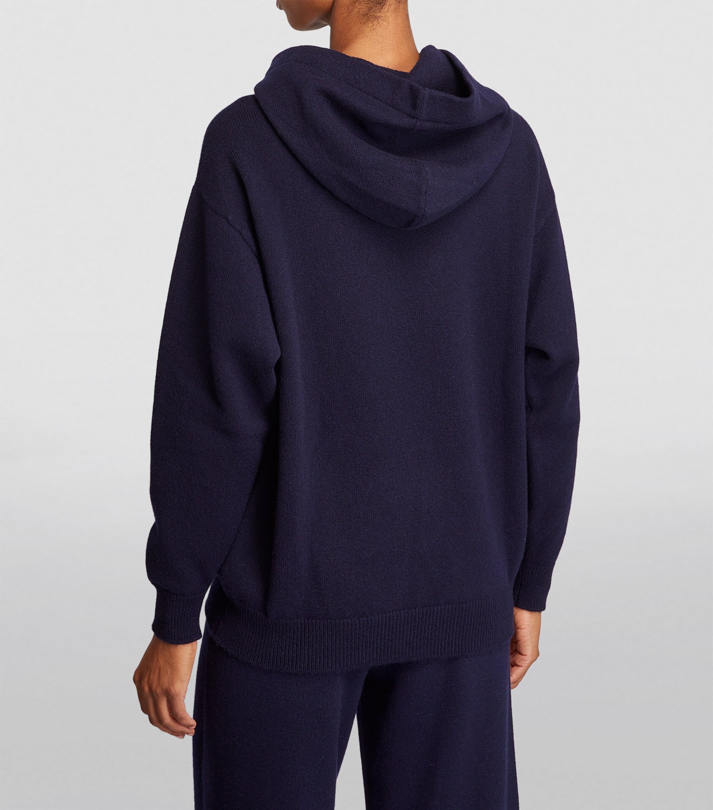 Harrods Womens Cashmere Hoodie Navy Image 4