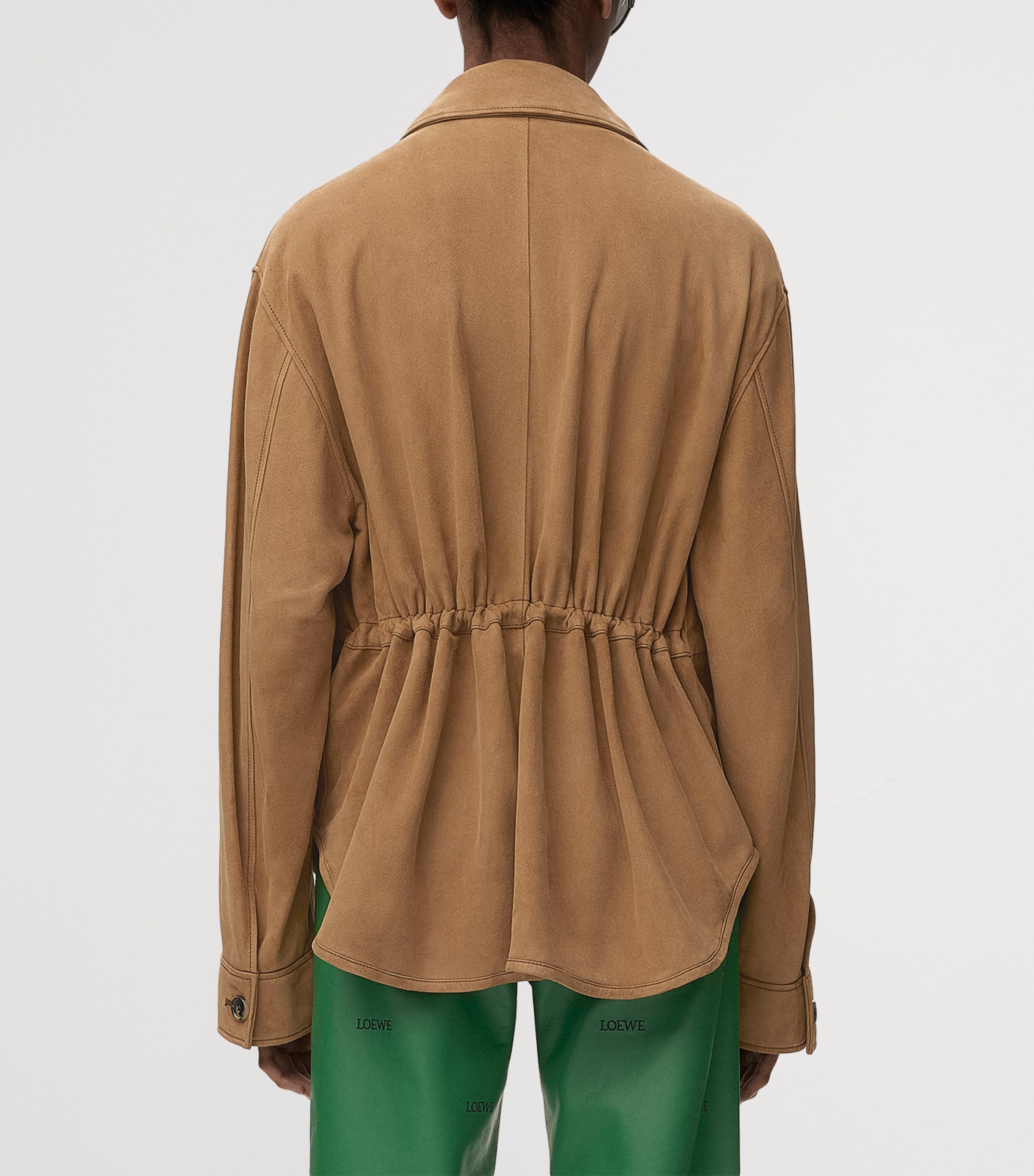 LOEWE Womens Suede Workwear Jacket Tan Image 4