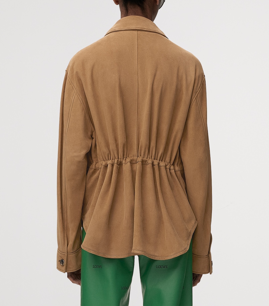 LOEWE Womens Suede Workwear Jacket Tan Image 4