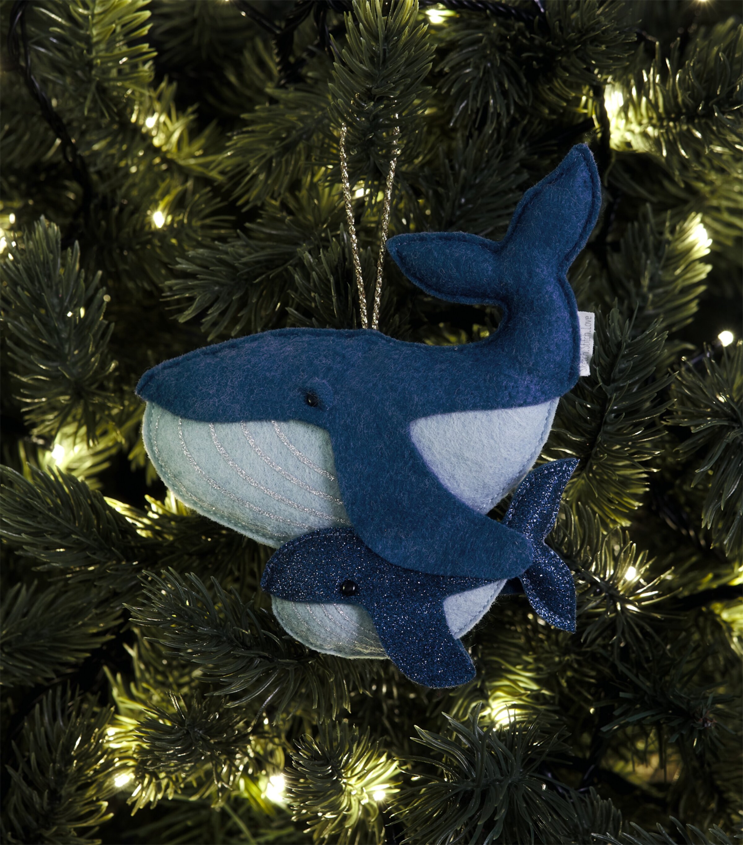 SKETCH.STITCH.LOVE Blue Whale Tree Decoration Navy/grey Image 3