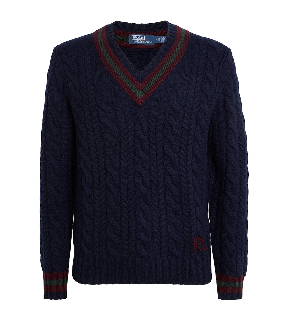 Wool-Cashmere V-Neck Sweater BLUE Image 1