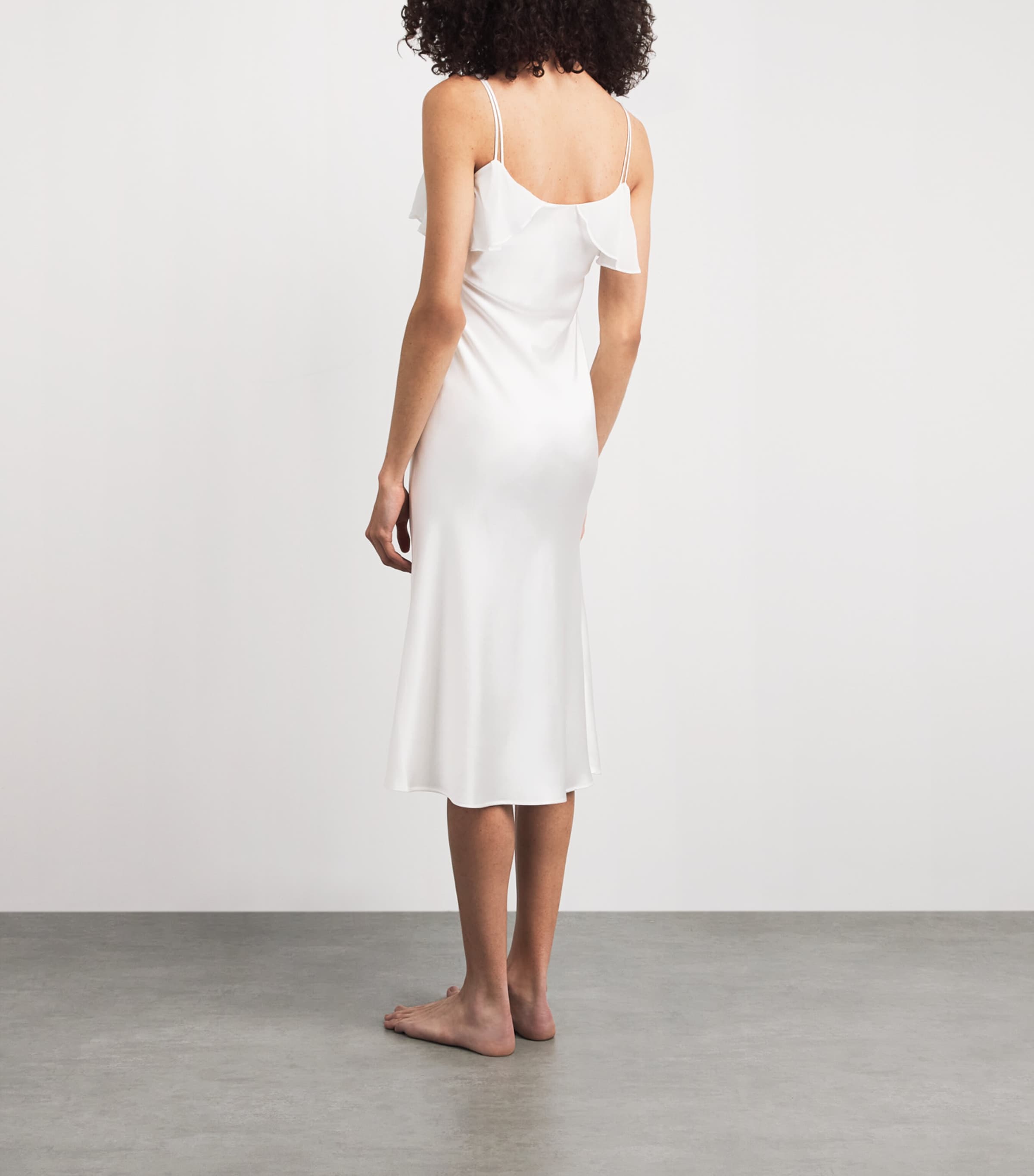MANITO Womens Mulberry Silk Aurora Midi Slip Dress White Image 4