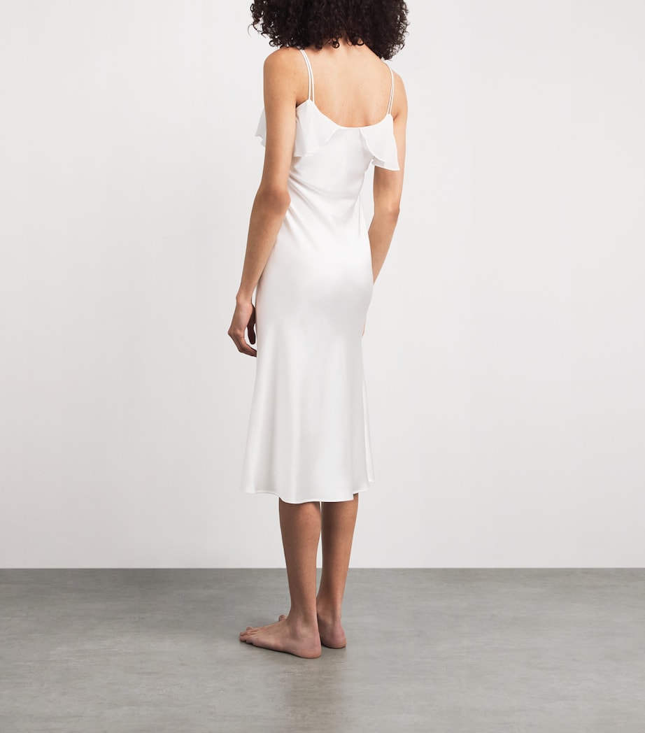MANITO Womens Mulberry Silk Aurora Midi Slip Dress White Image 4