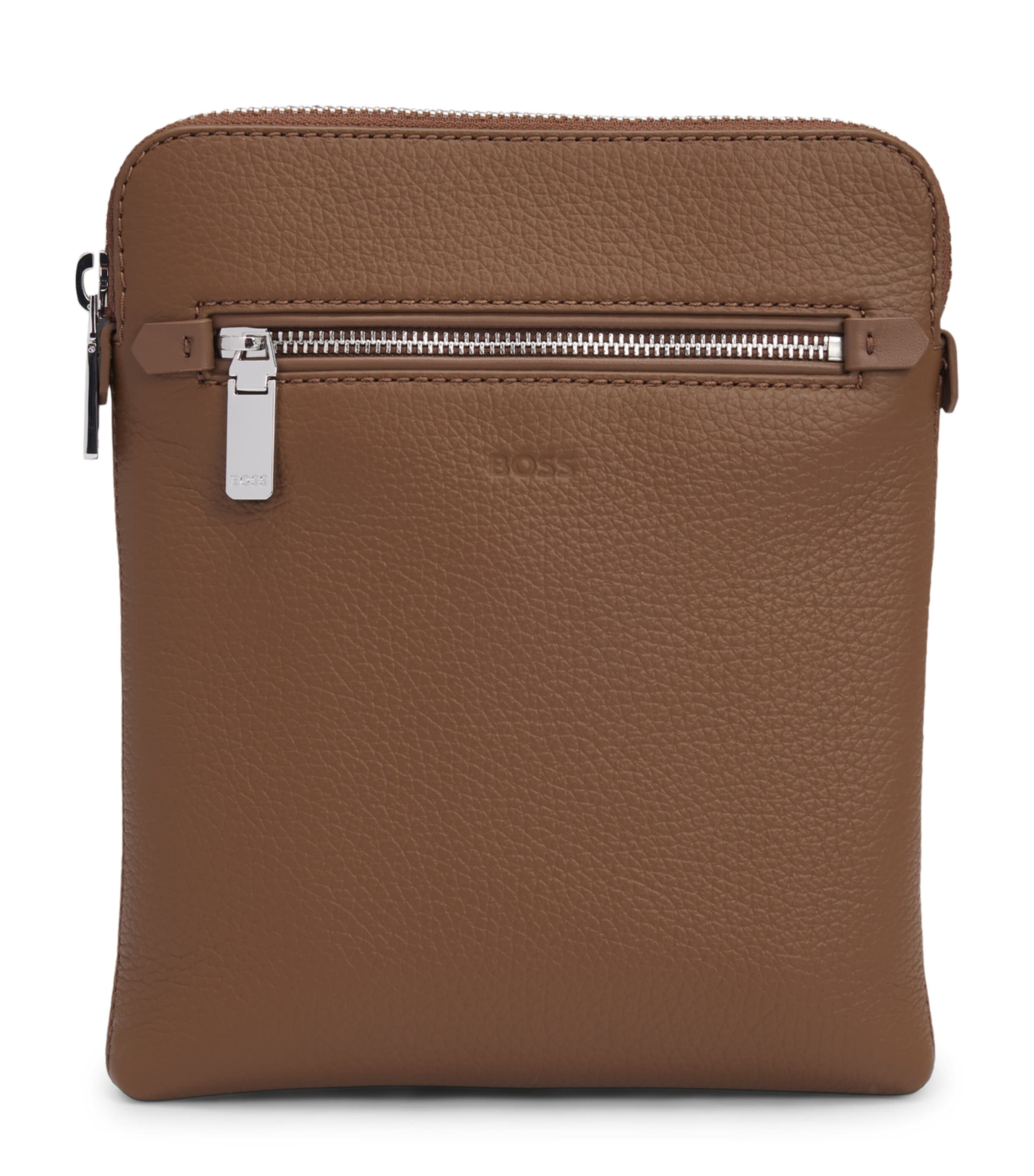 Hugo Boss Leather Cross-body Bag In Brown