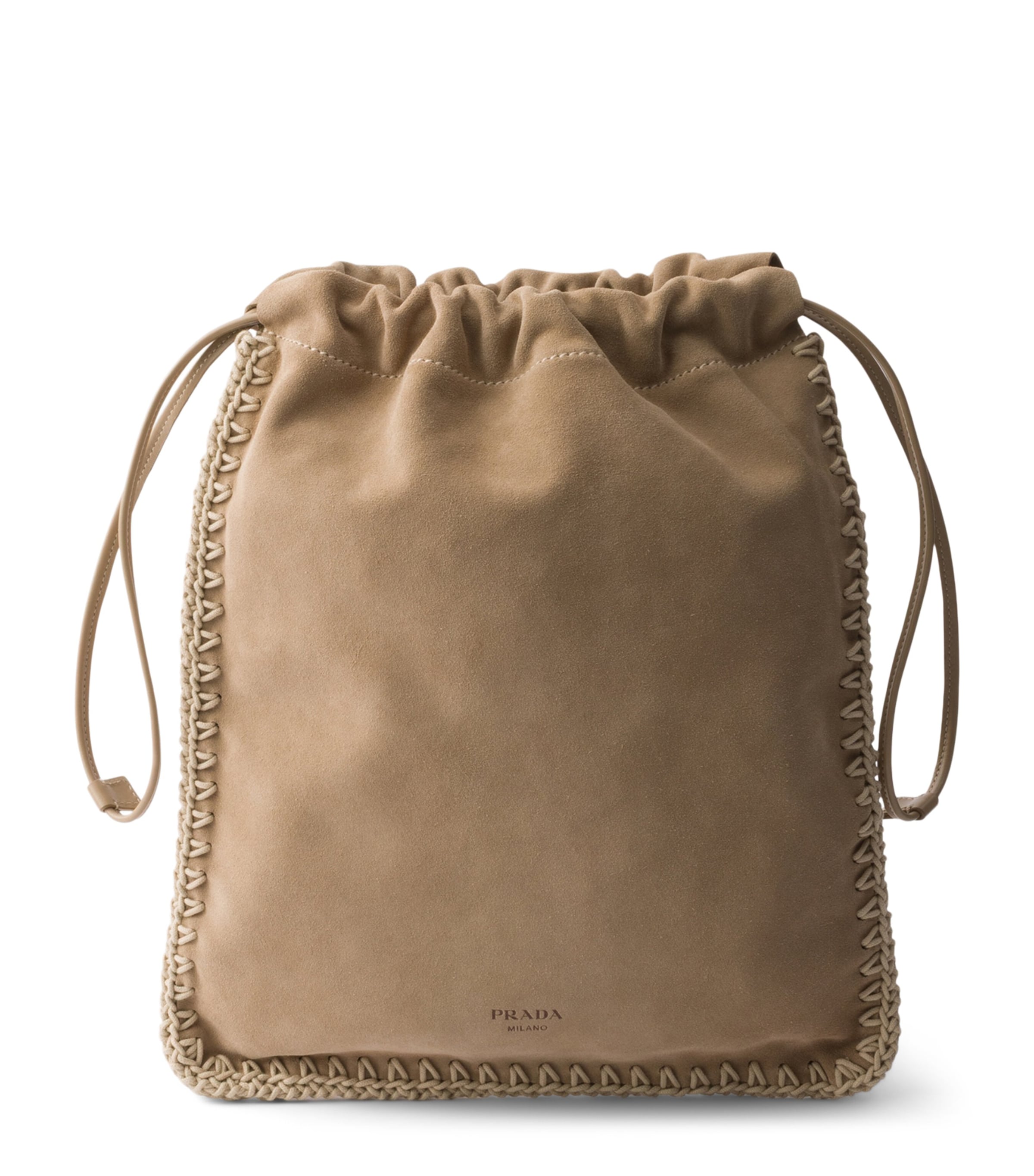 Prada Suede Drawstring Wish Pouch Neutral Image 1