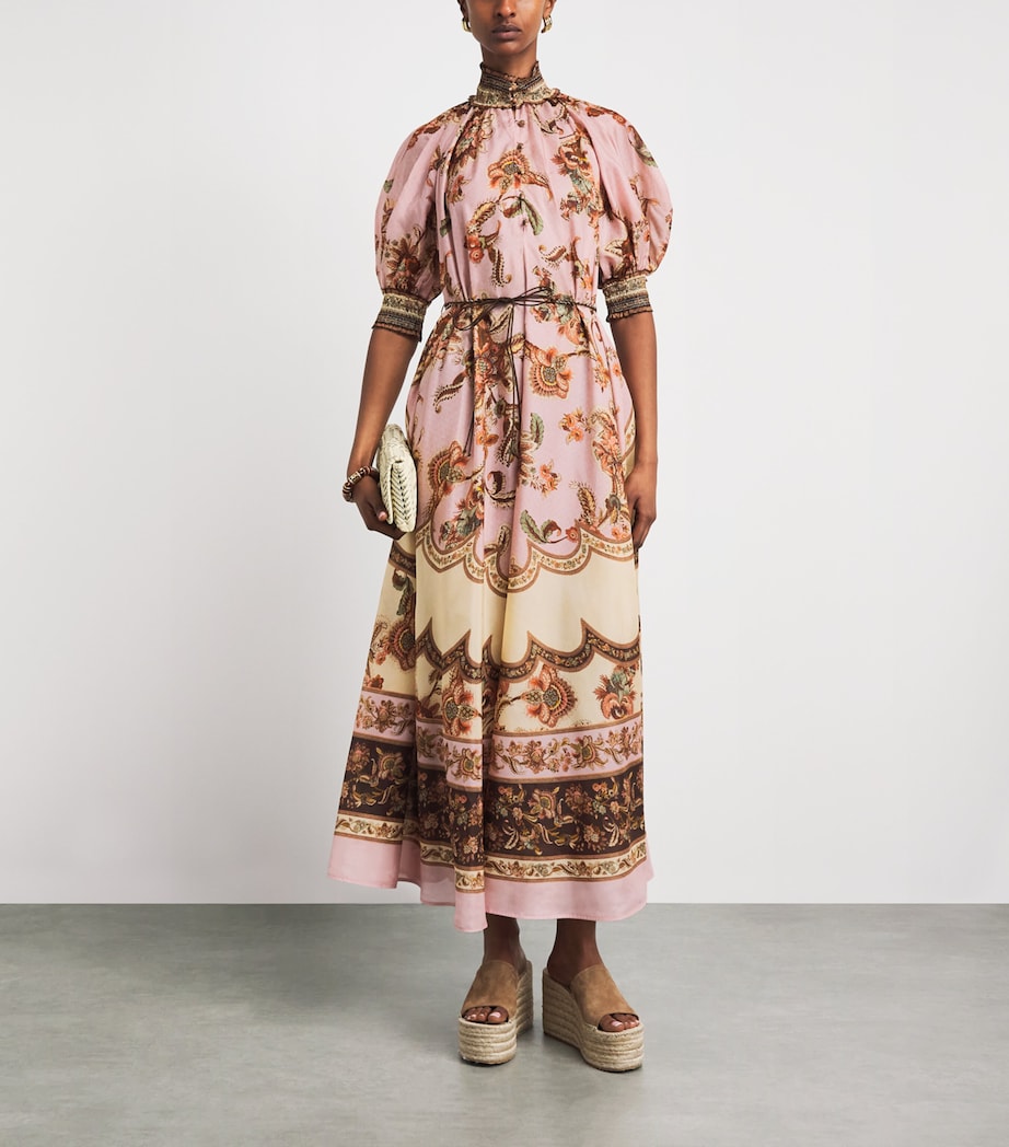 Zimmermann Womens Silk Aster Billow Midi Dress Mauve Jacobean Image 2