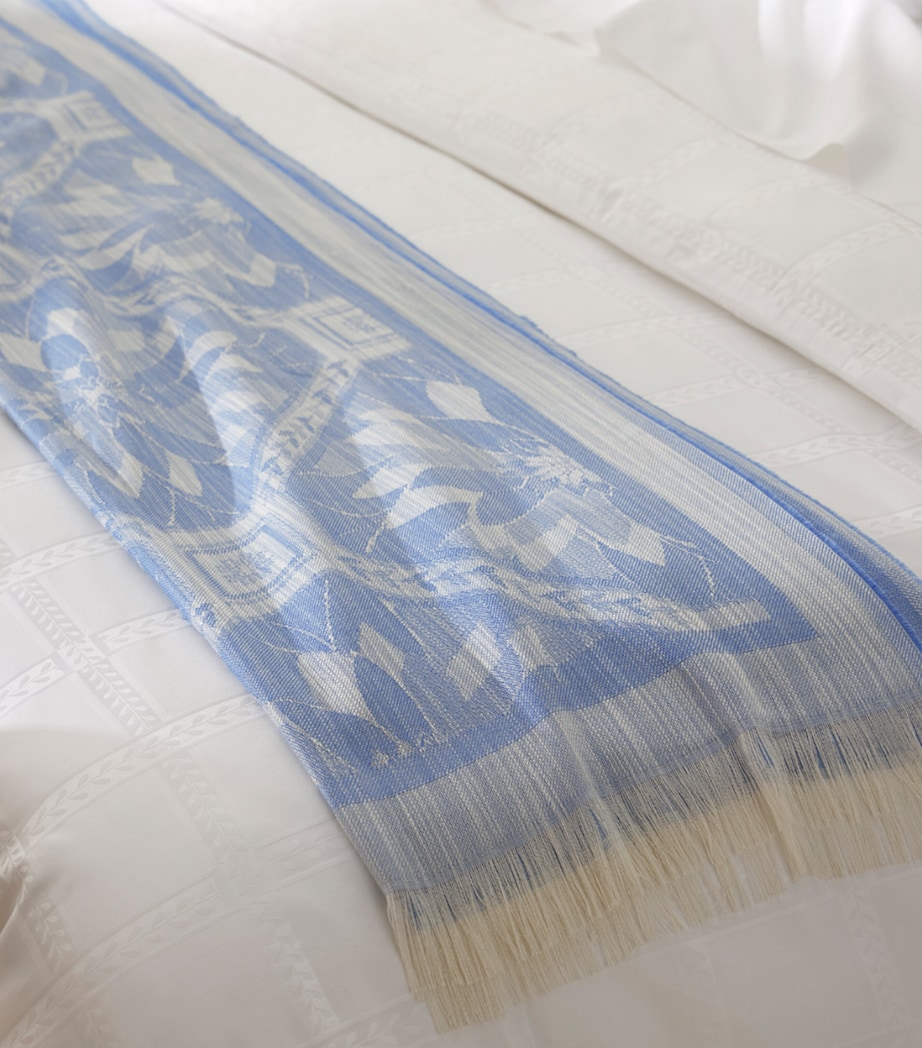 Pratesi Silk-Cotton-Linen Throw (150cm x 180cm) Medium Blue Image 3