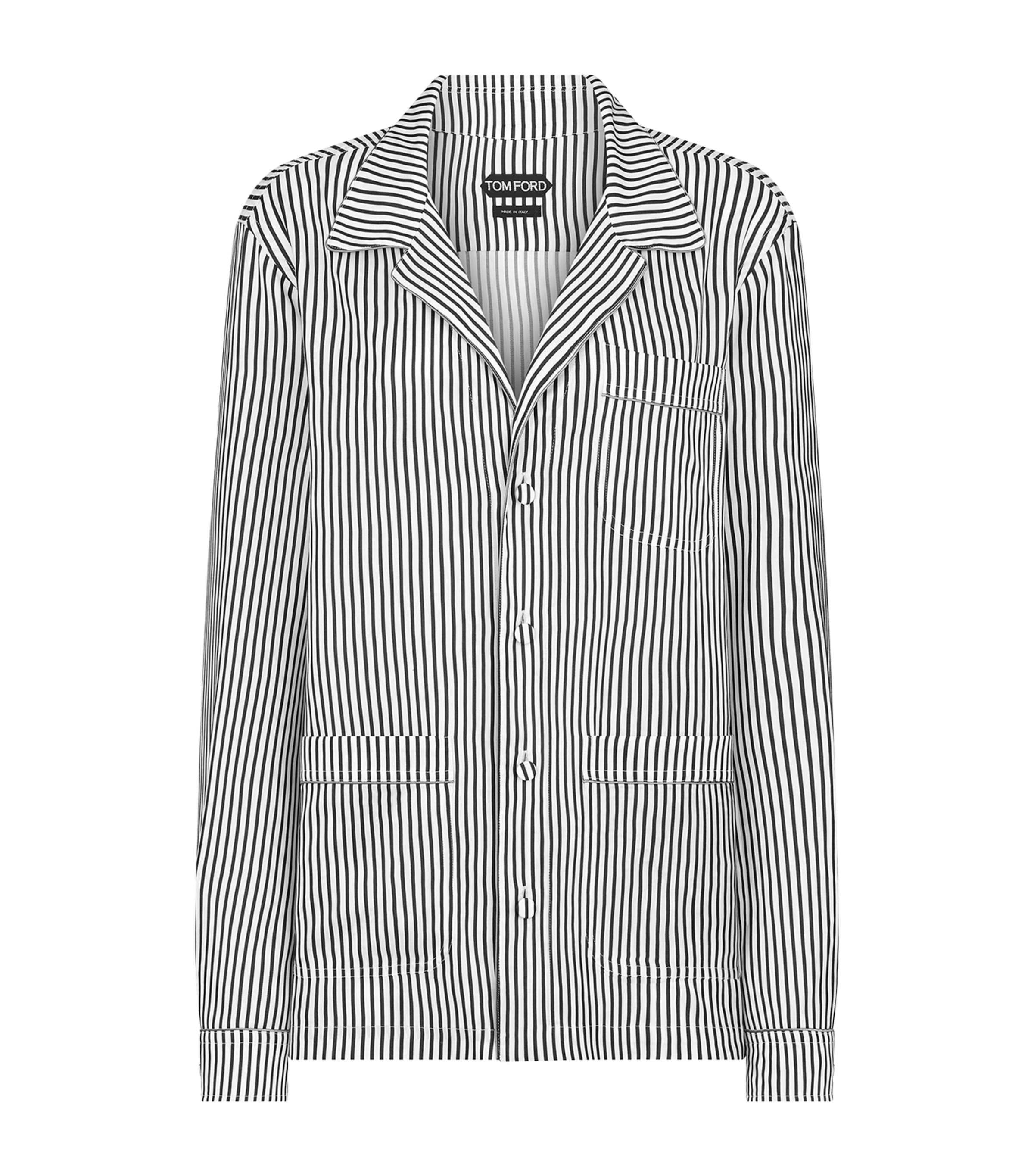 TOM FORD Womens Silk Striped Pyjama Shirt Nwa Image 1
