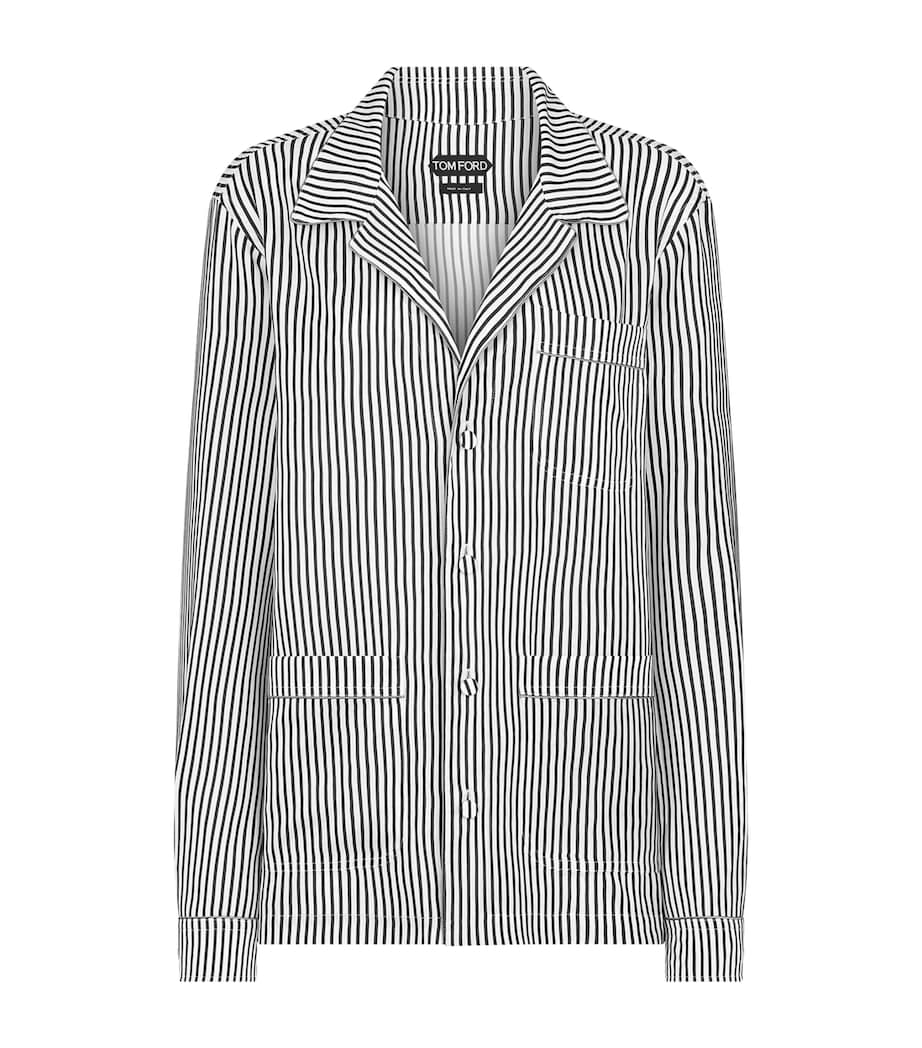 TOM FORD Womens Silk Striped Pyjama Shirt Nwa Image 1
