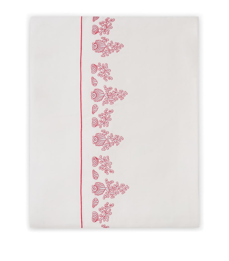 Loretta Caponi Cotton Coral and Shells Flat Sheet (270cm x 300cm) Light Grey Image 1