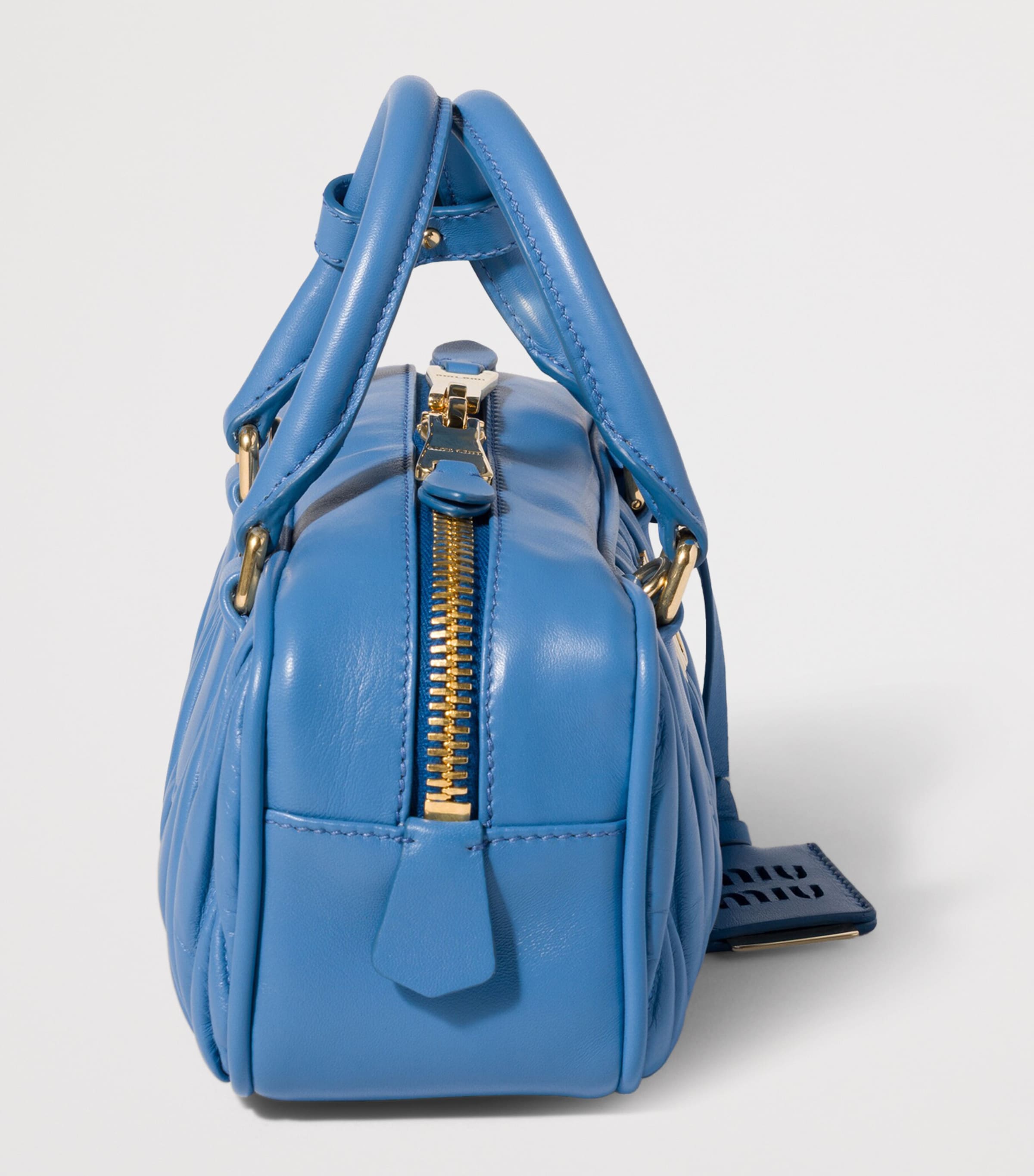 Miu Miu Nappa Leather Matelassé Arcadie Top-Handle Bag Light Blue Image 5