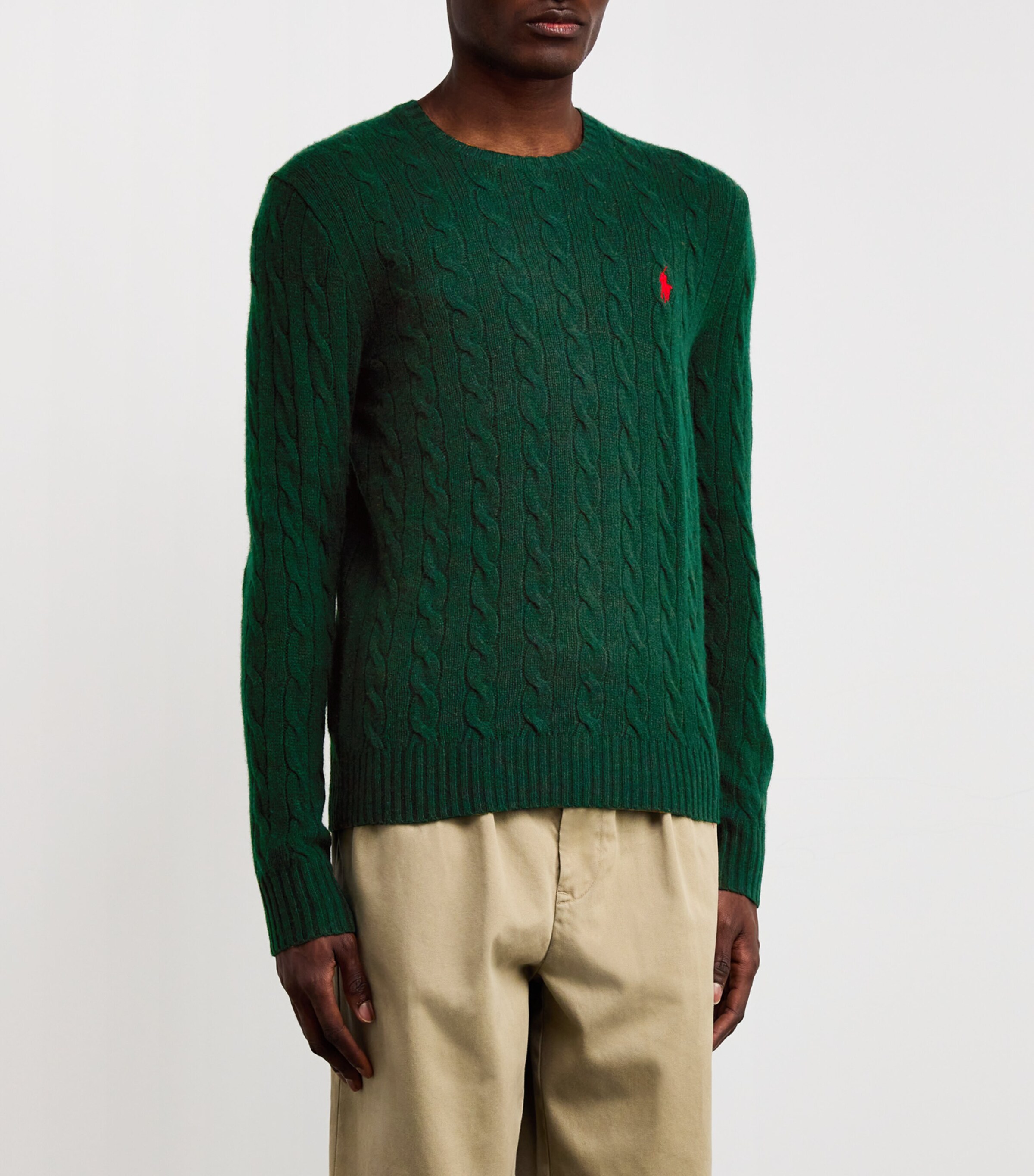 Polo Ralph Lauren Mens Wool-Cashmere Cable-Knit Sweater Green Image 3