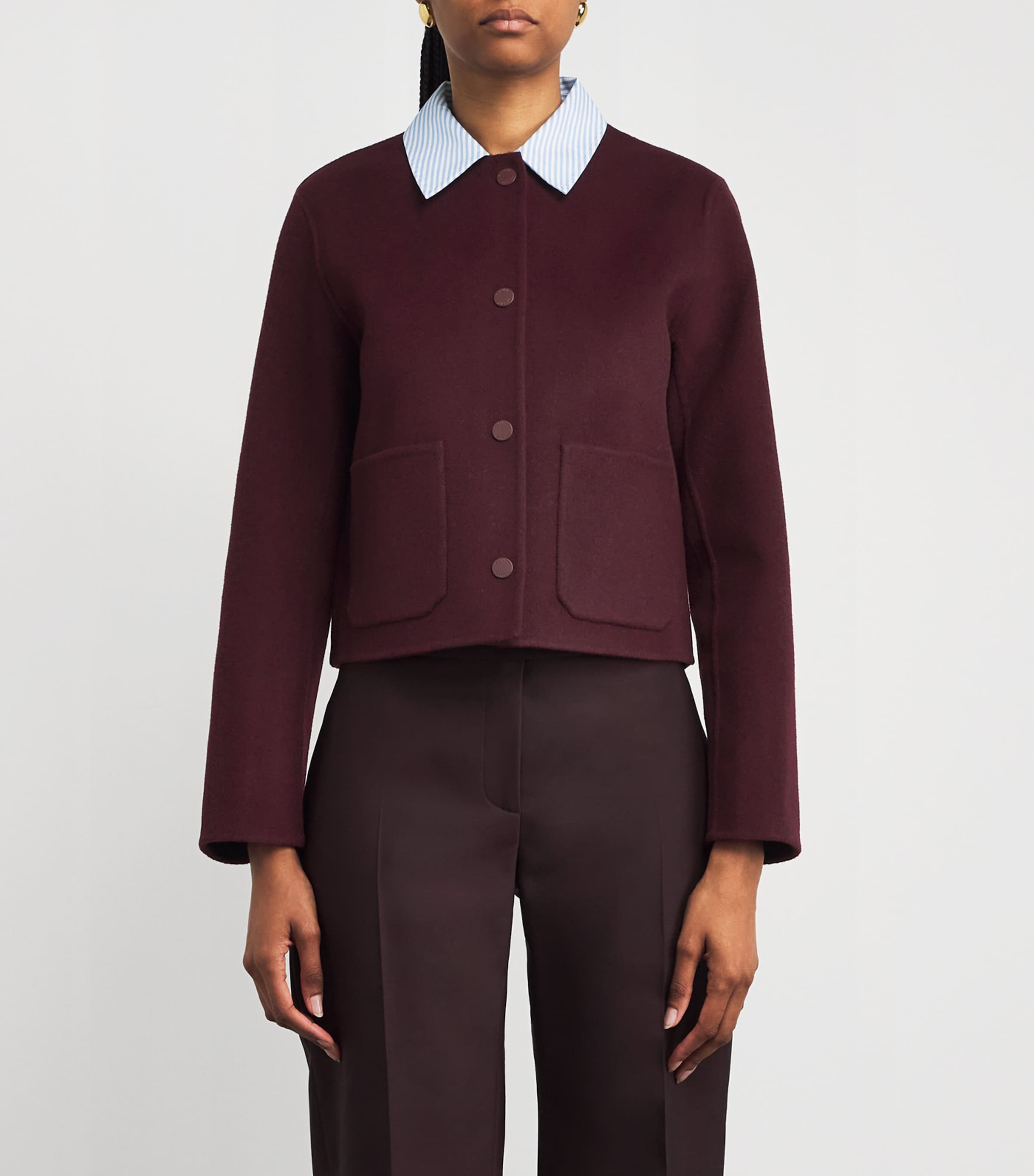 Wool Collared Jacket BURGUNDY Image 3