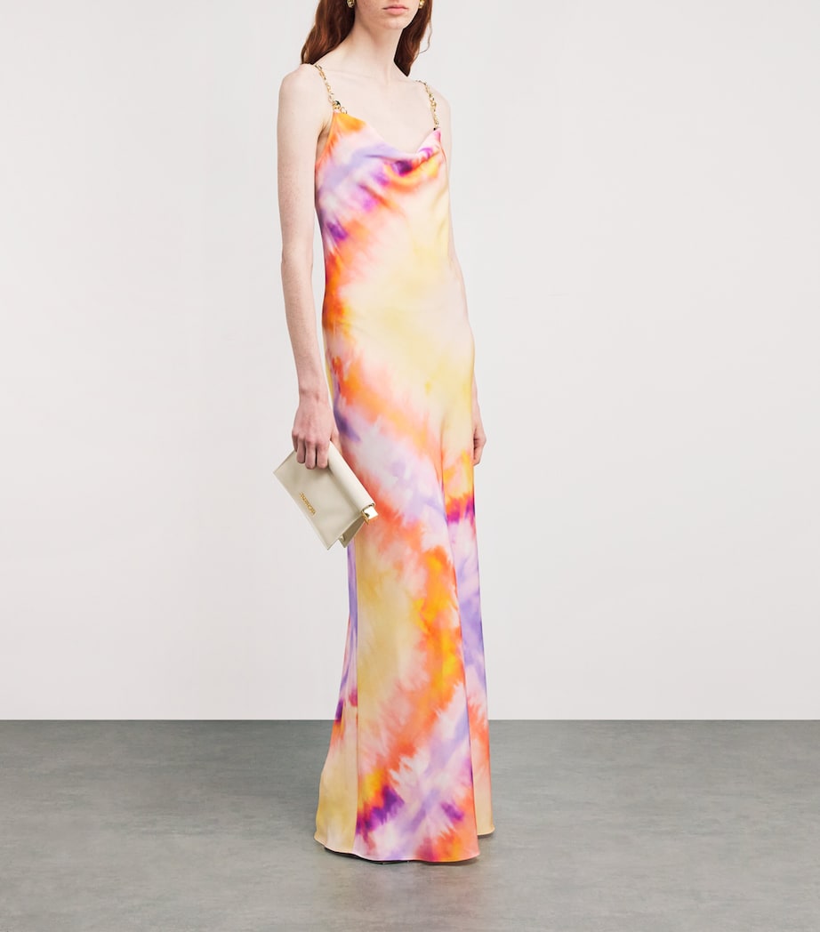 rabanne orange dress Rabanne Women's Embellished Ruched Cutout Maxi Dress In Orange