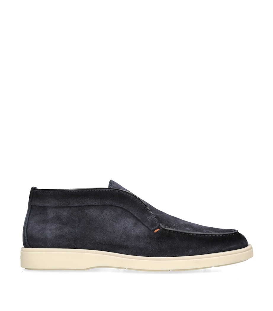 Santoni Suede Detroit High-Top Loafers Navy Image 1