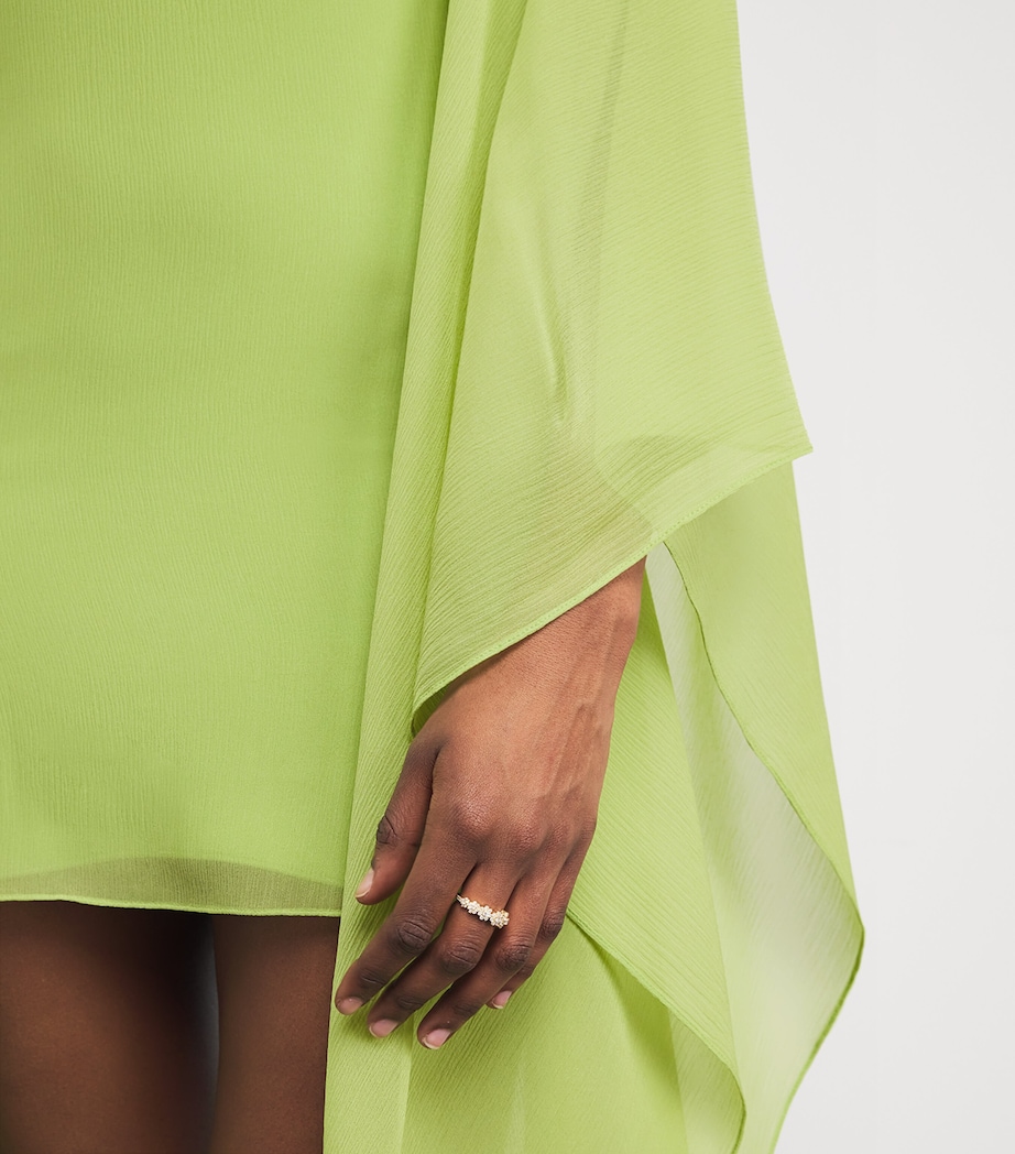 Silk Feather-Trim Lanzarote Garden Kaftan APPLE Image 4