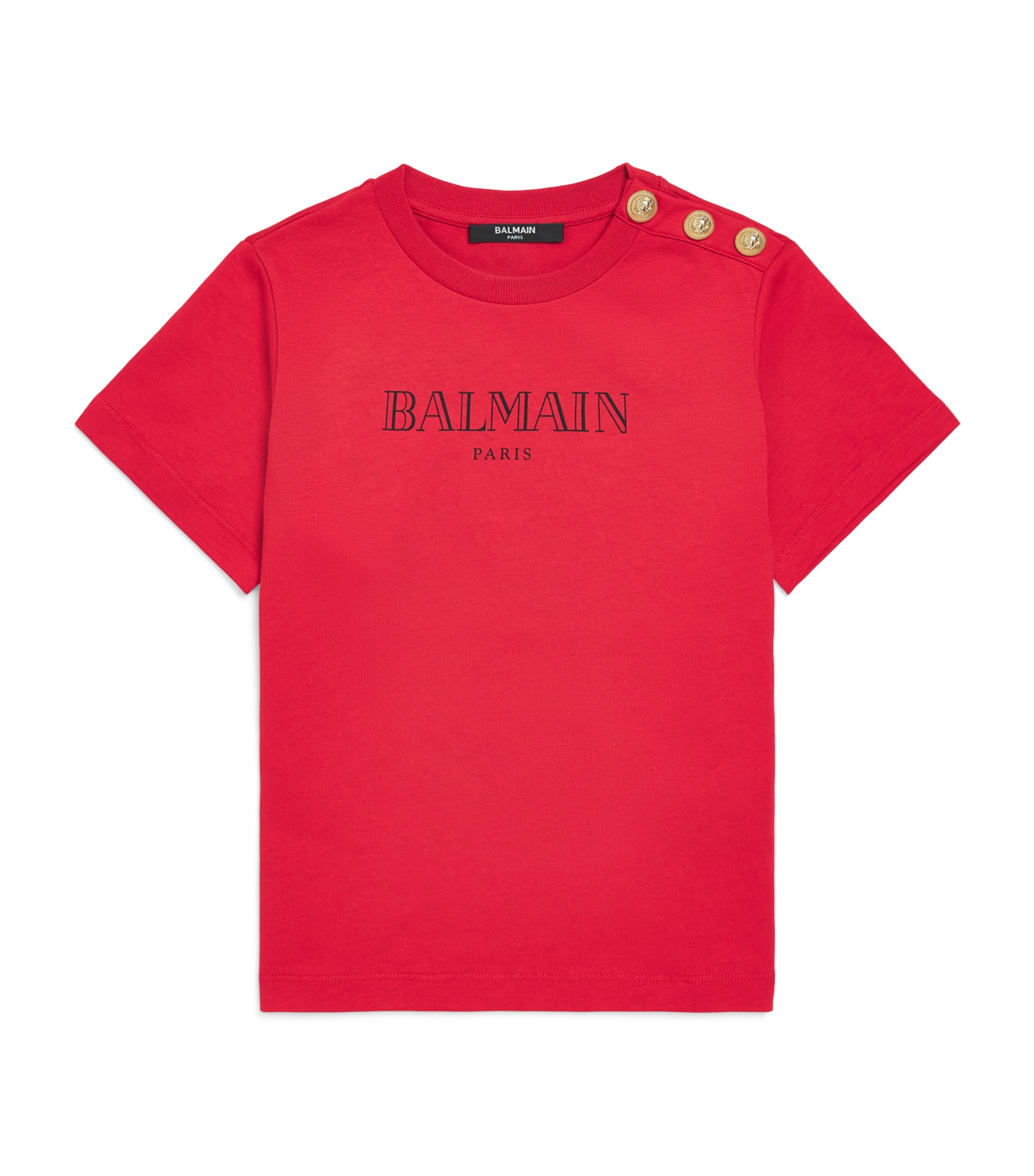 Balmain Kids Cotton Logo T-Shirt (6-14 Years) Chili/nero Image 1