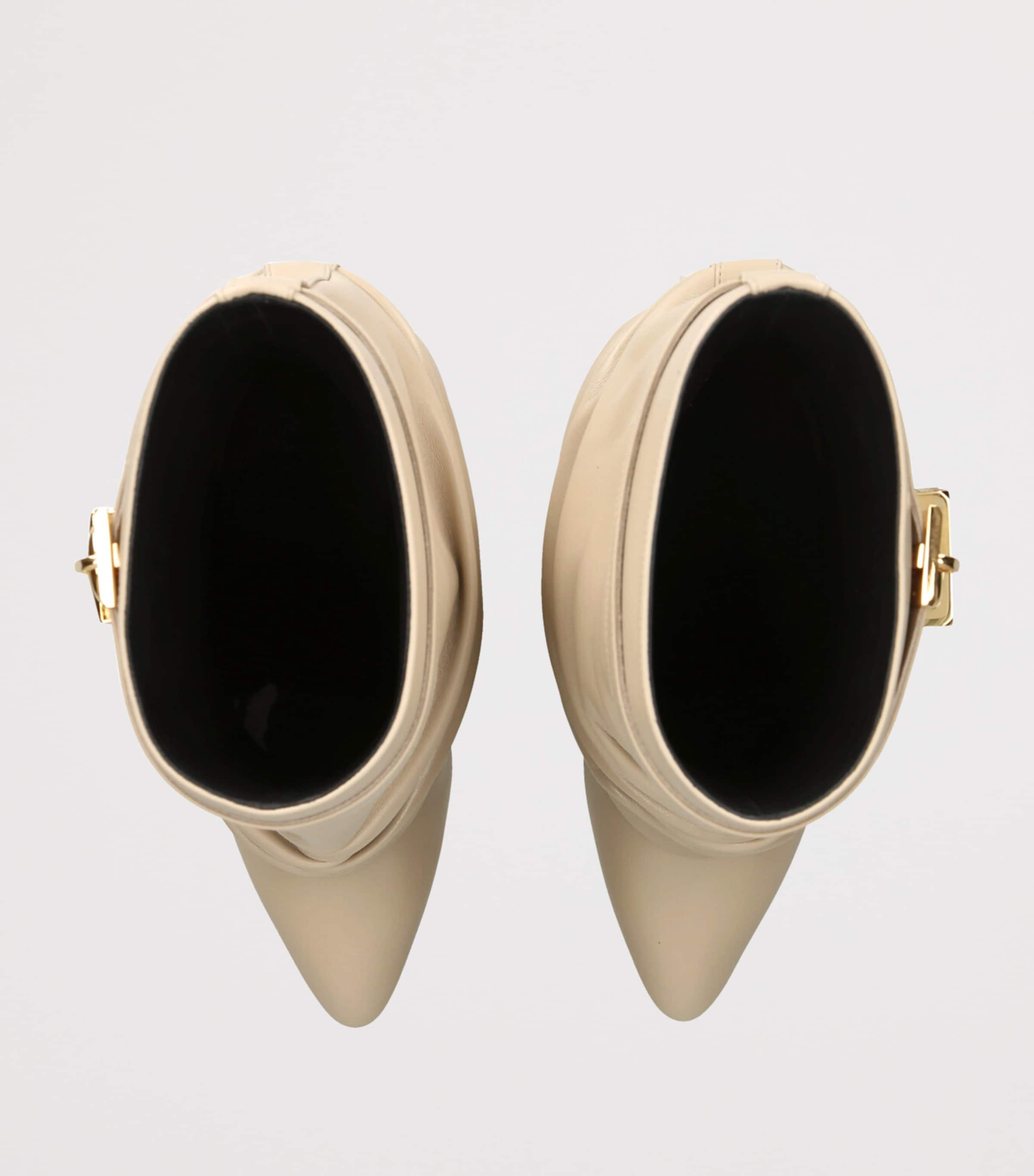 Leather Scrunched Shark Lock Boots 100 BEIGE Image 4